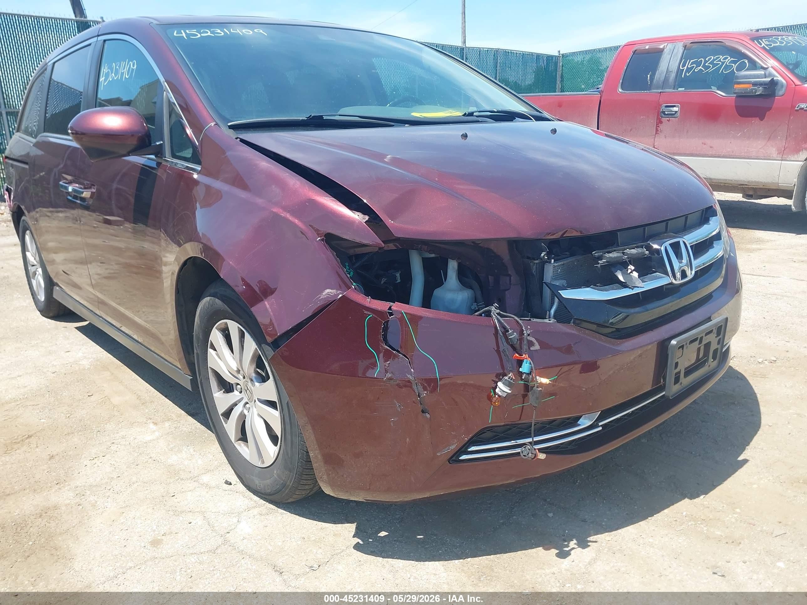 2015 Honda Odyssey Ex-l Burgundy vin: 5FNRL5H6XFB042139