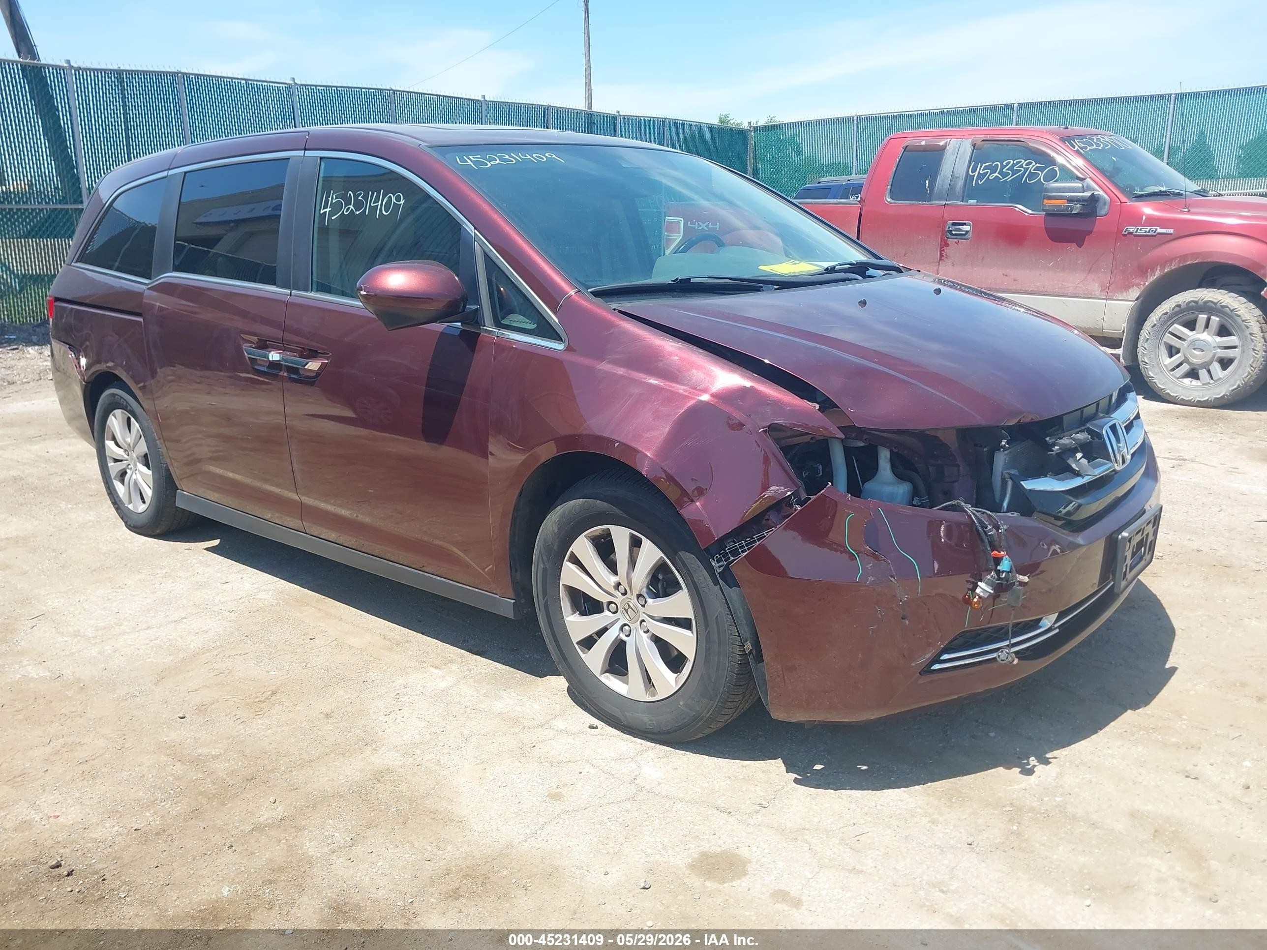 2015 Honda Odyssey Ex-l Burgundy vin: 5FNRL5H6XFB042139
