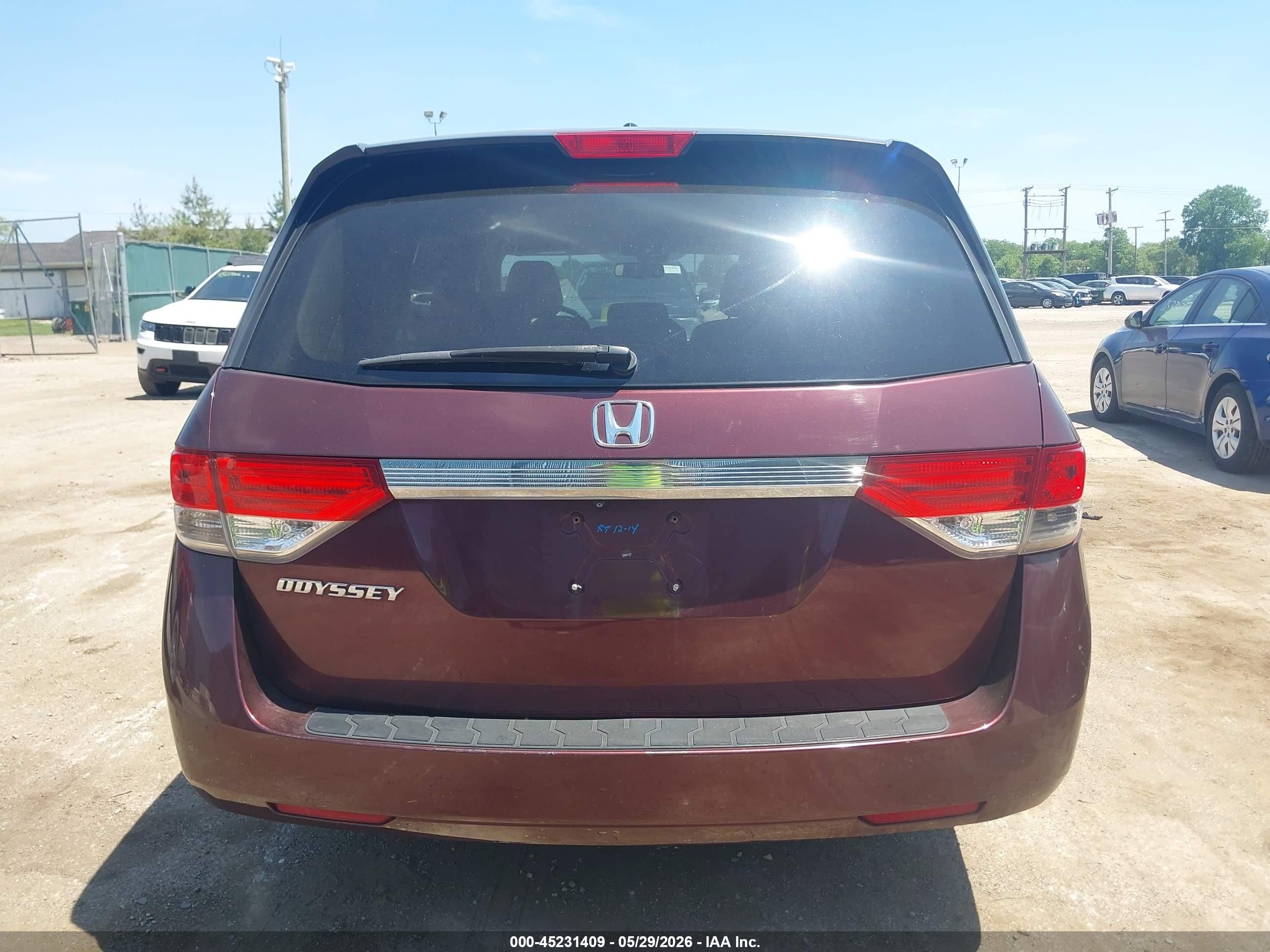 2015 Honda Odyssey Ex-l Burgundy vin: 5FNRL5H6XFB042139