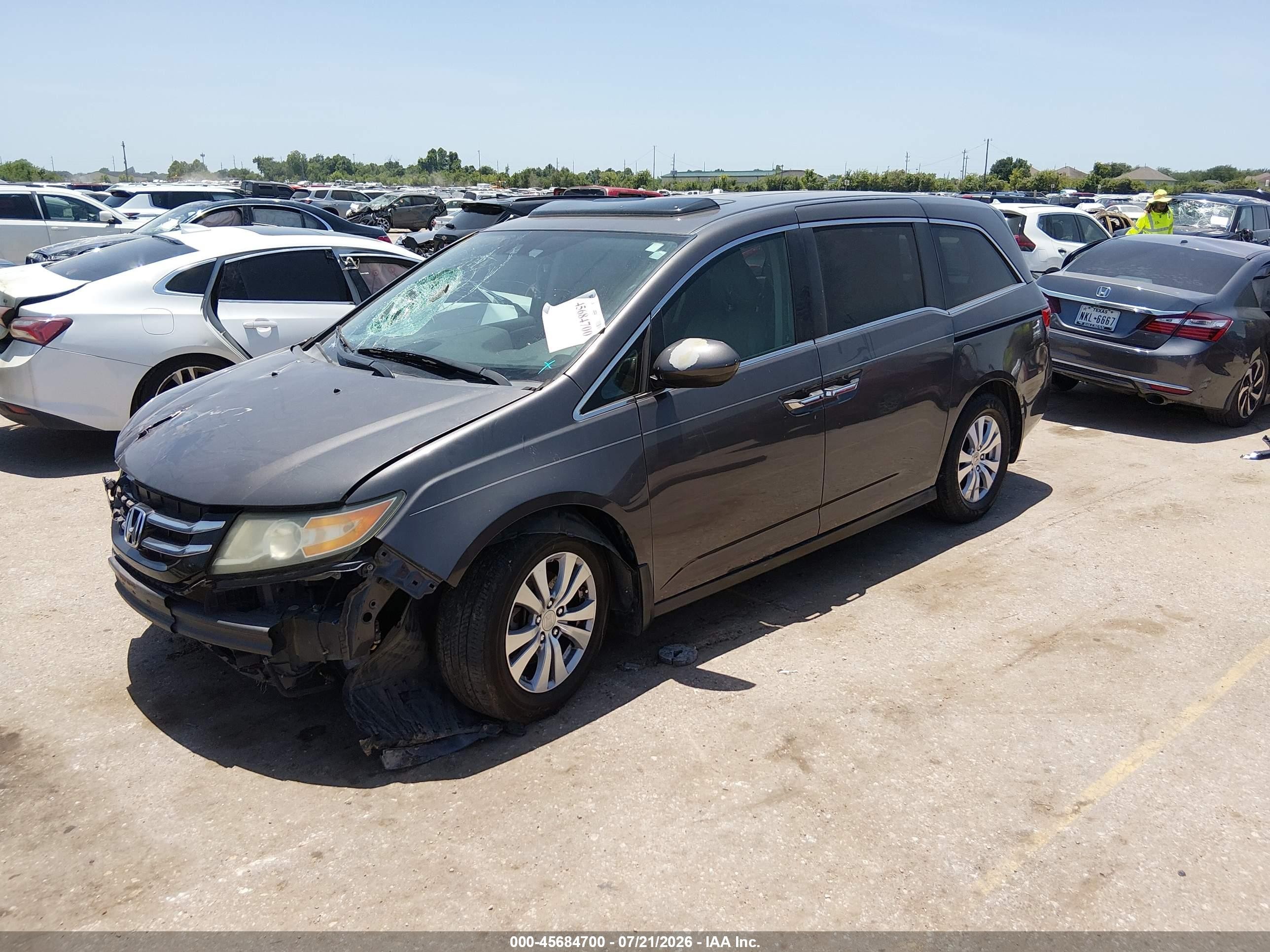 2015 Honda Odyssey Ex-l Gray vin: 5FNRL5H6XFB058938