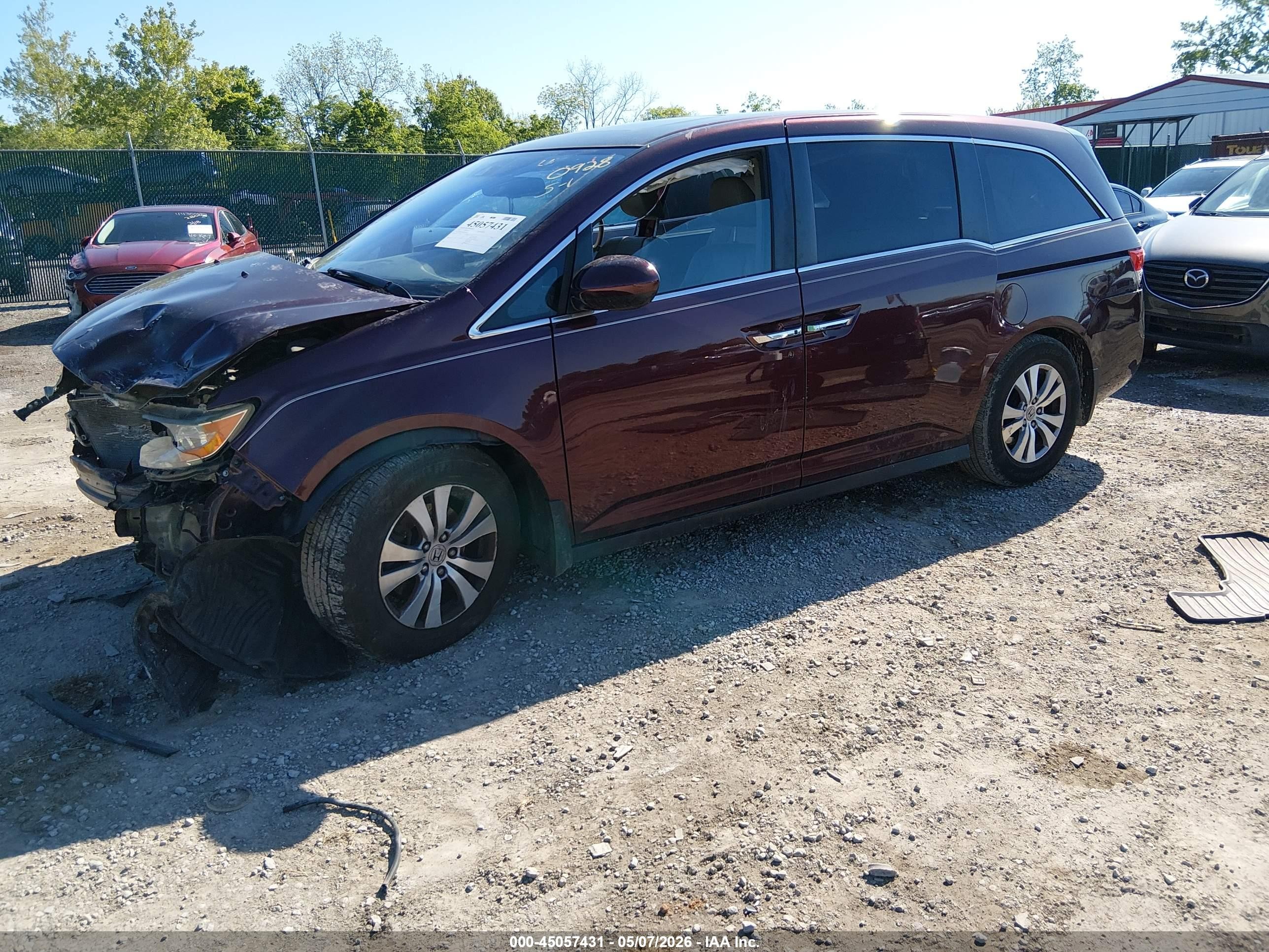2015 Honda Odyssey Ex-l Burgundy vin: 5FNRL5H6XFB100928
