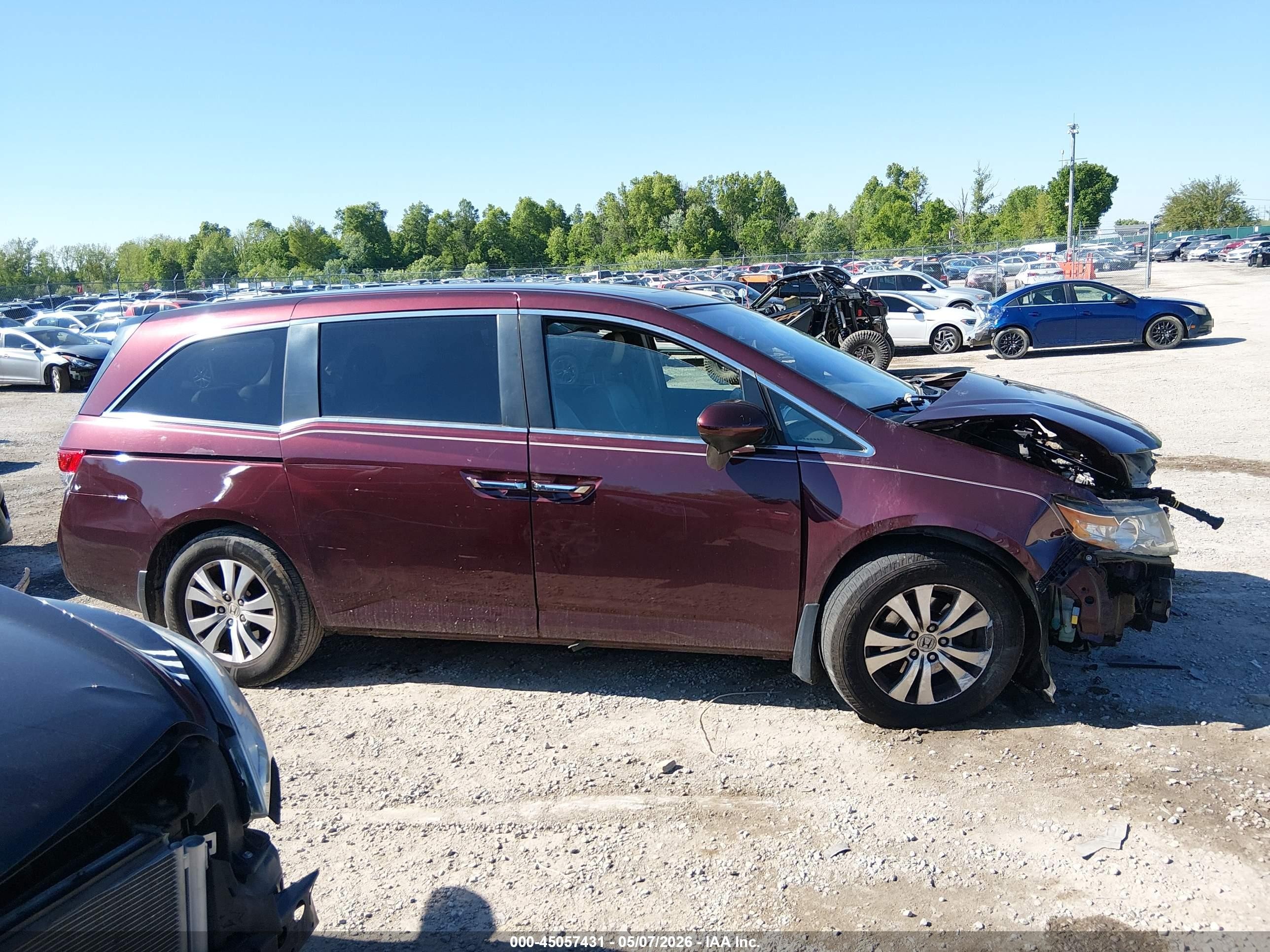2015 Honda Odyssey Ex-l Burgundy vin: 5FNRL5H6XFB100928