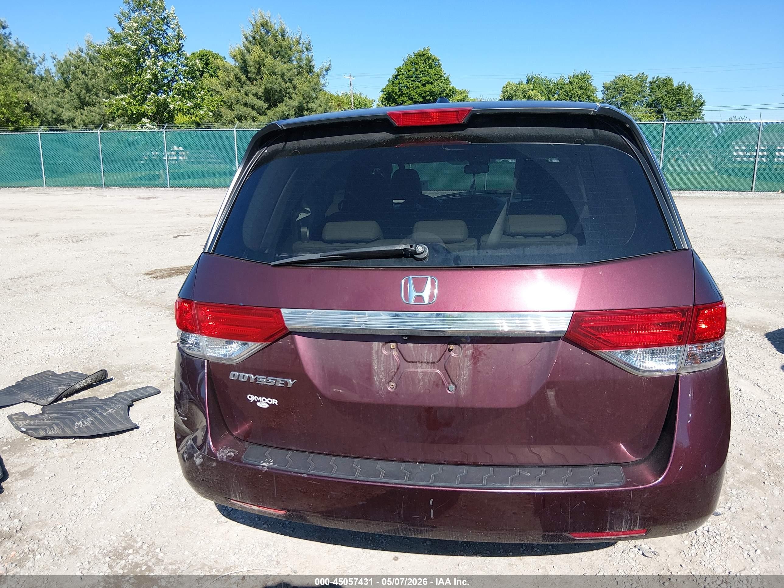2015 Honda Odyssey Ex-l Burgundy vin: 5FNRL5H6XFB100928