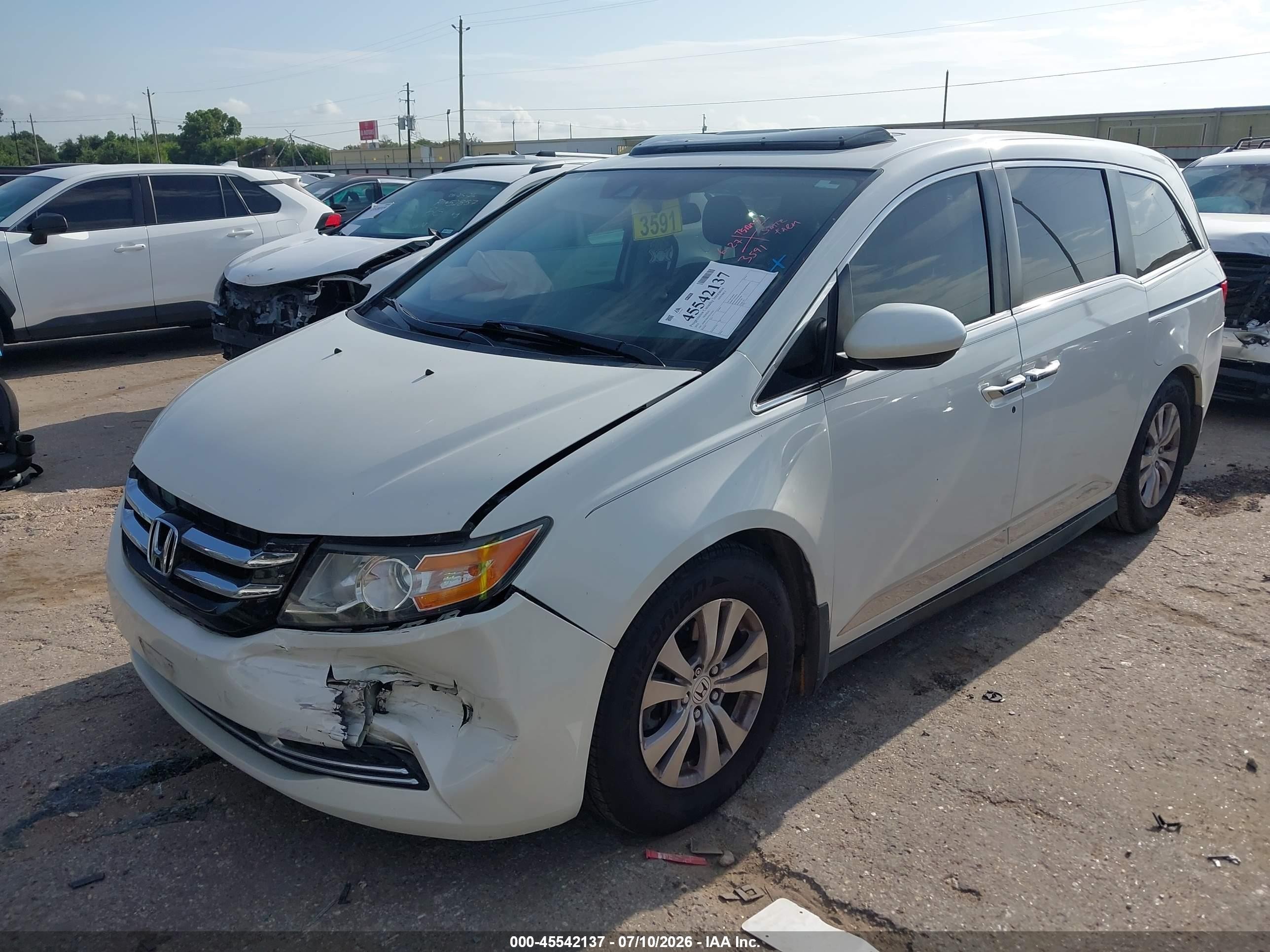 2015 Honda Odyssey Ex-l White vin: 5FNRL5H6XFB110536