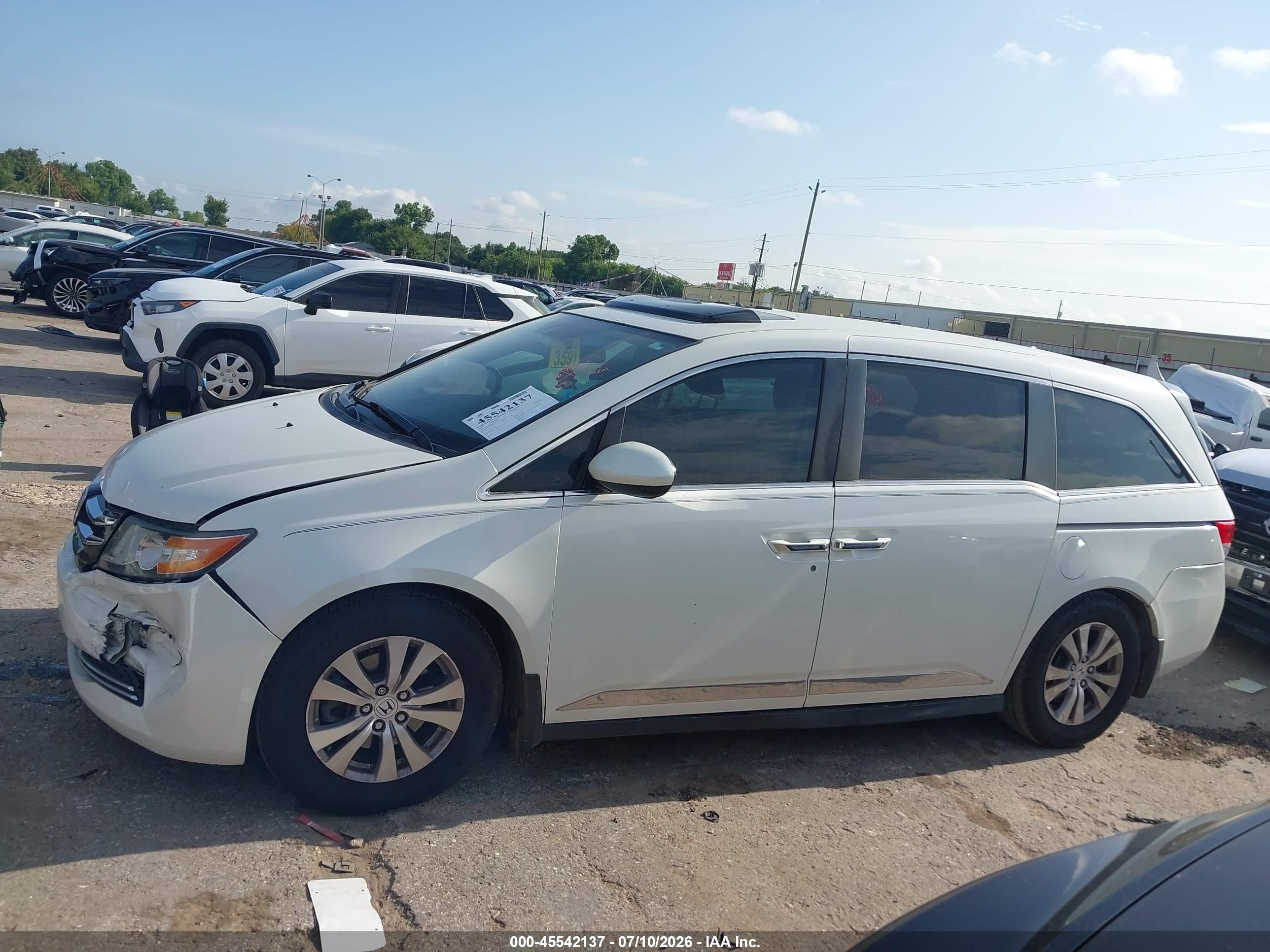 2015 Honda Odyssey Ex-l White vin: 5FNRL5H6XFB110536