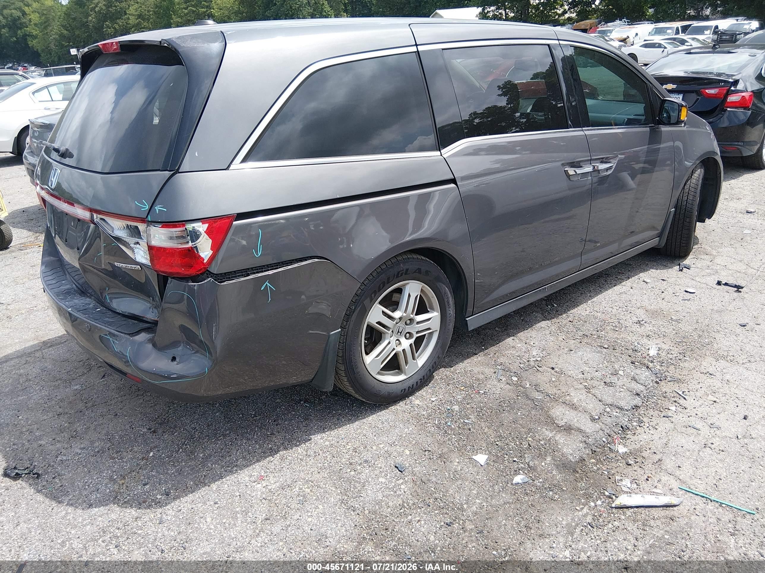 2013 Honda Odyssey Touring/touring Elite Gray vin: 5FNRL5H90DB013272