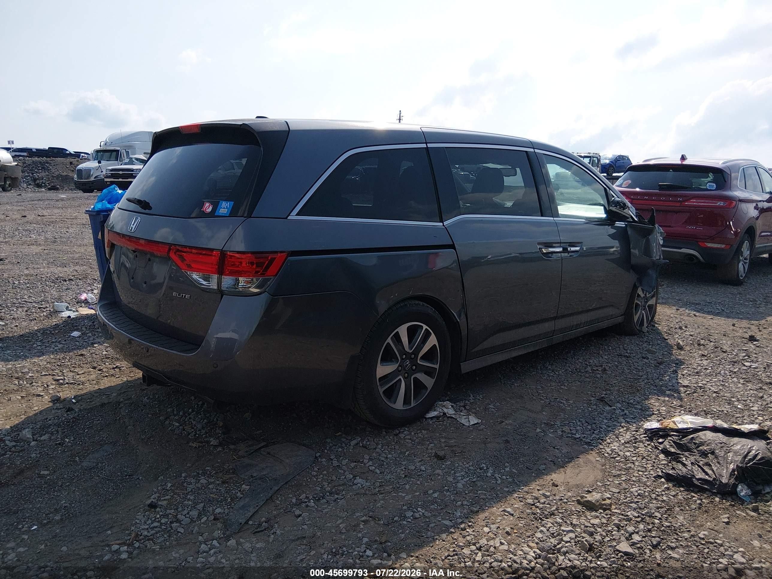 2014 Honda Odyssey Touring/touring Elite Gray vin: 5FNRL5H90EB084666