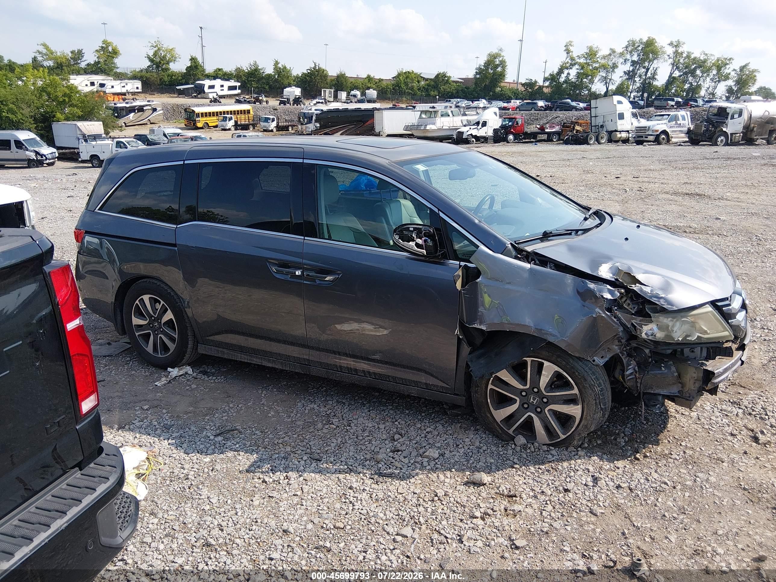 2014 Honda Odyssey Touring/touring Elite Gray vin: 5FNRL5H90EB084666