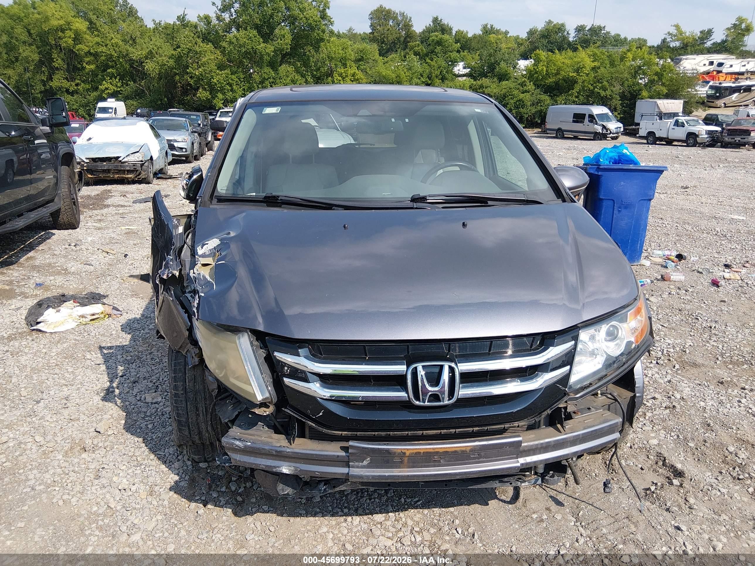 2014 Honda Odyssey Touring/touring Elite Gray vin: 5FNRL5H90EB084666
