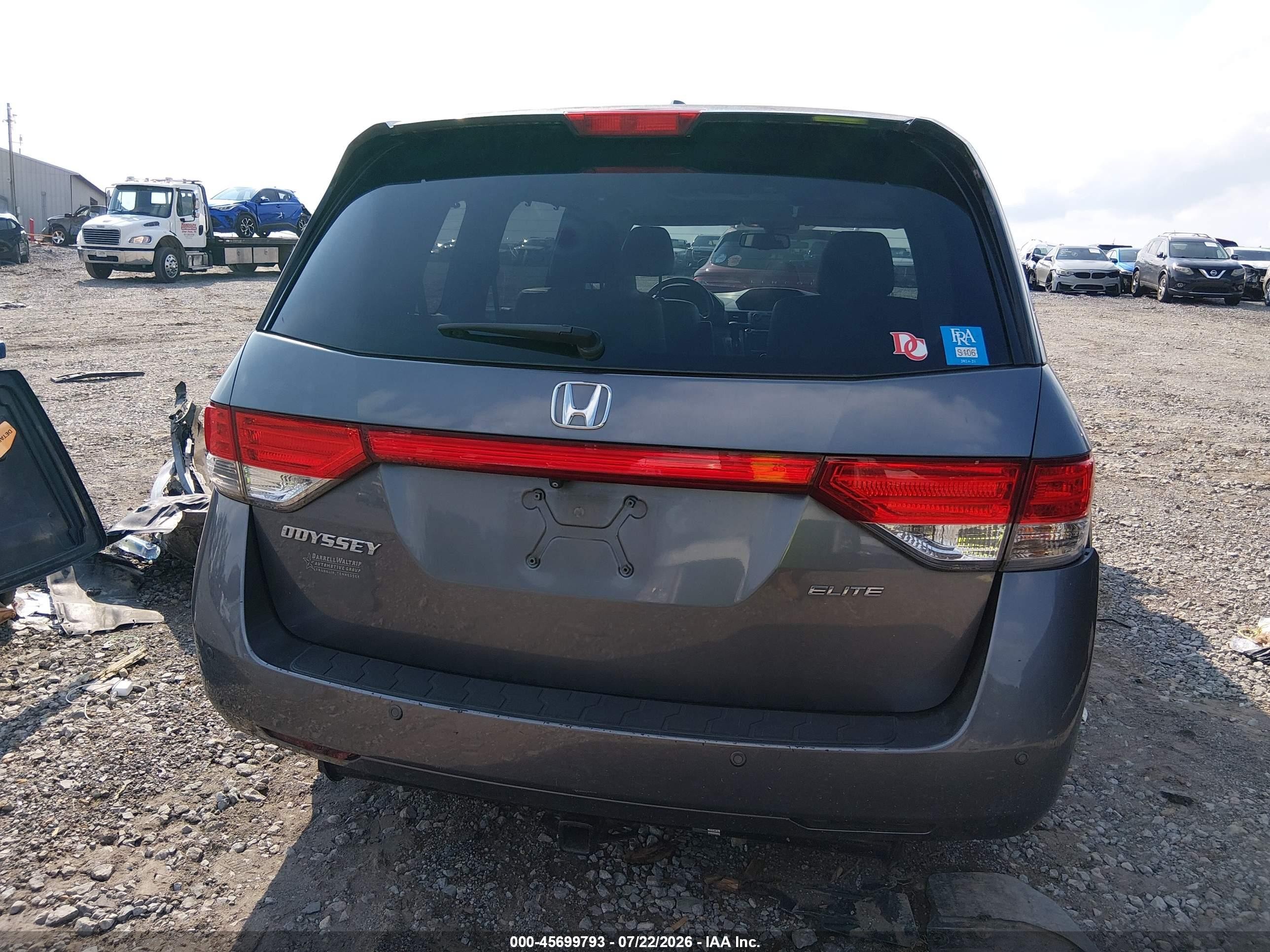 2014 Honda Odyssey Touring/touring Elite Gray vin: 5FNRL5H90EB084666