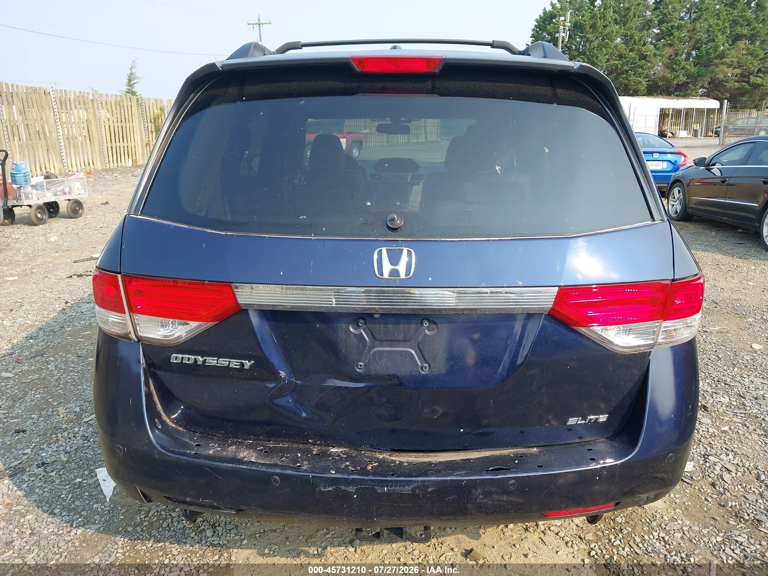 2015 Honda Odyssey Touring/touring Elite Dark Blue vin: 5FNRL5H90FB131924