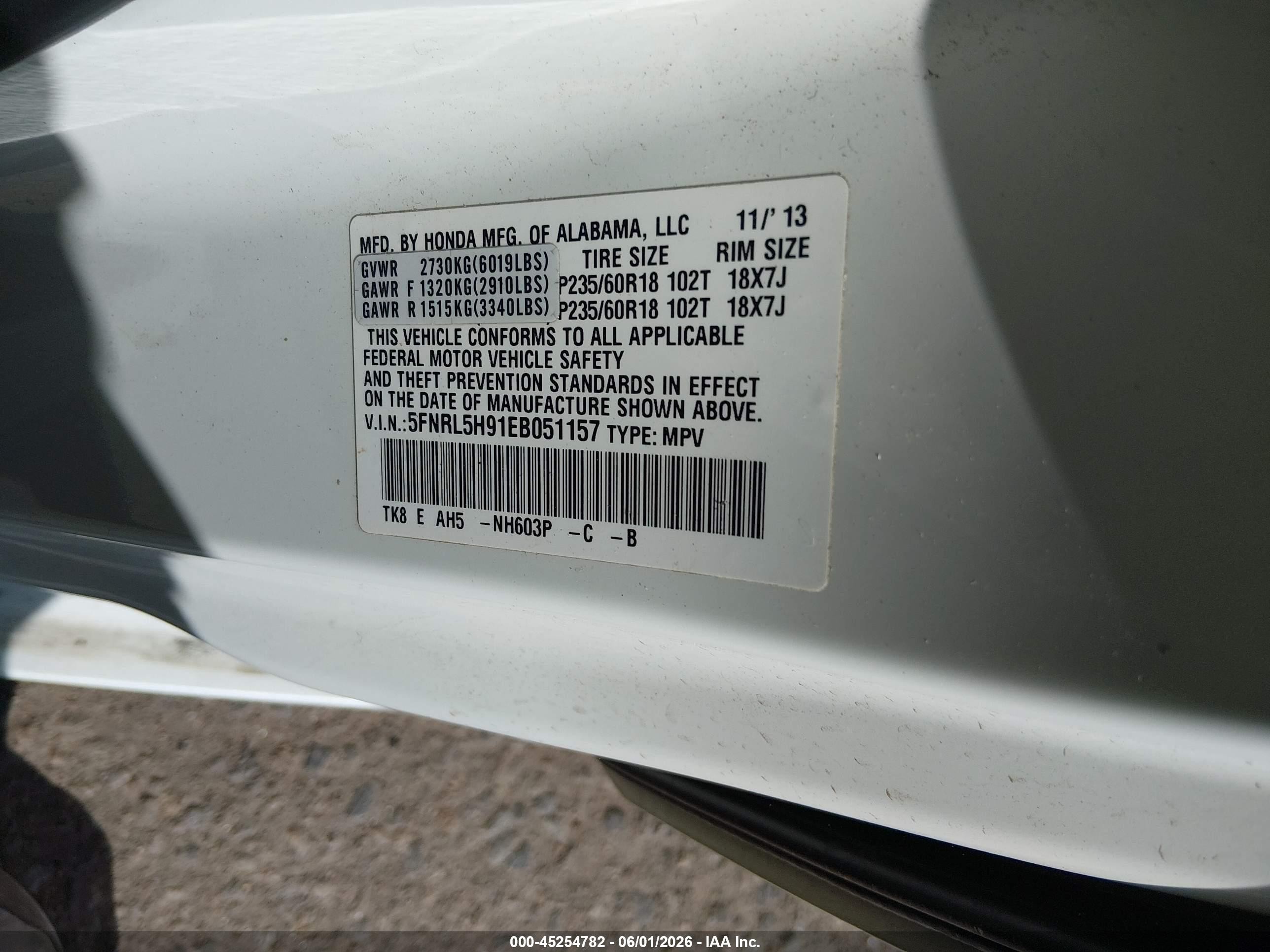 2014 Honda Odyssey Touring/touring Elite White vin: 5FNRL5H91EB051157