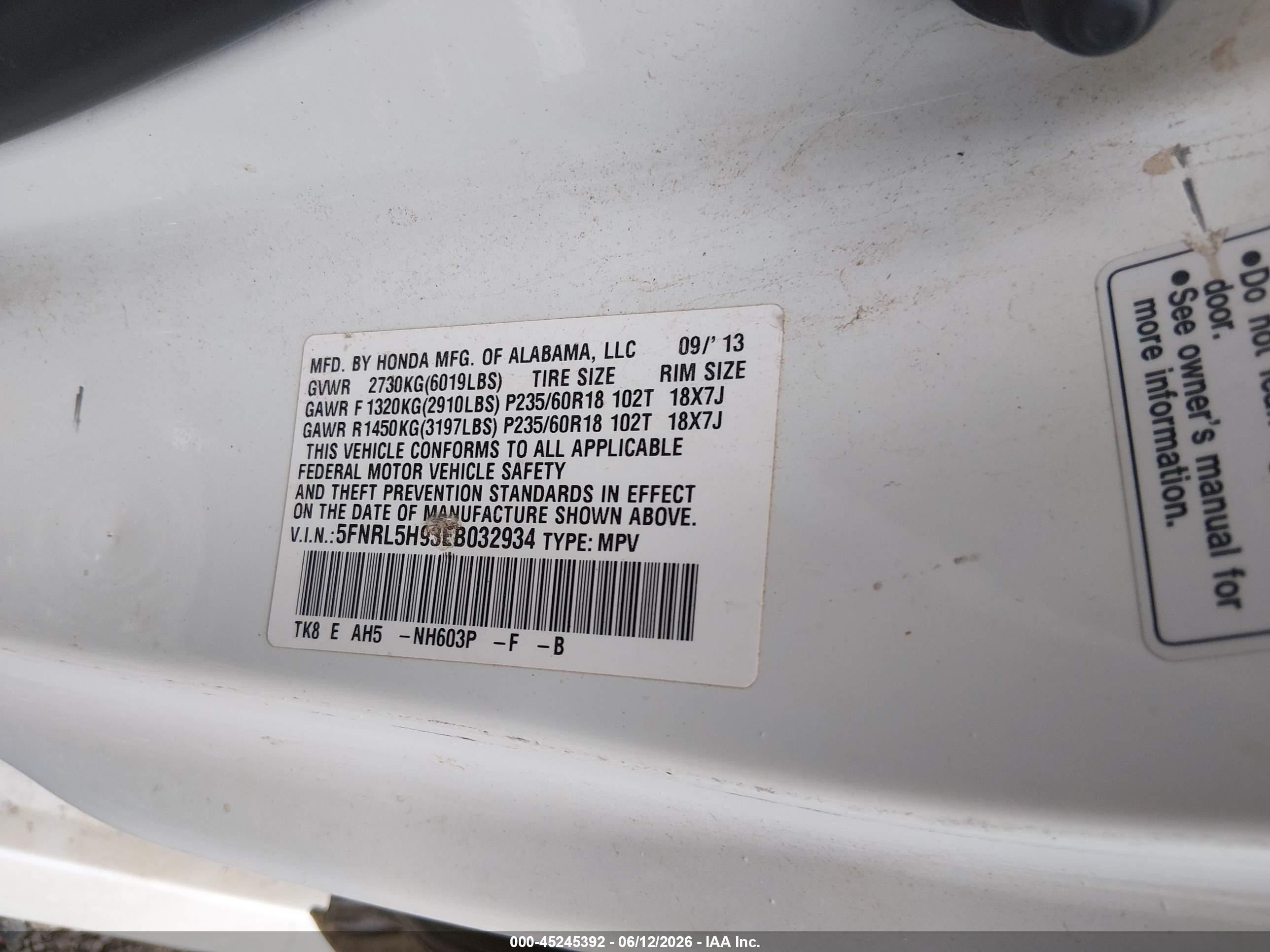 2014 Honda Odyssey Touring/touring Elite White vin: 5FNRL5H93EB032934