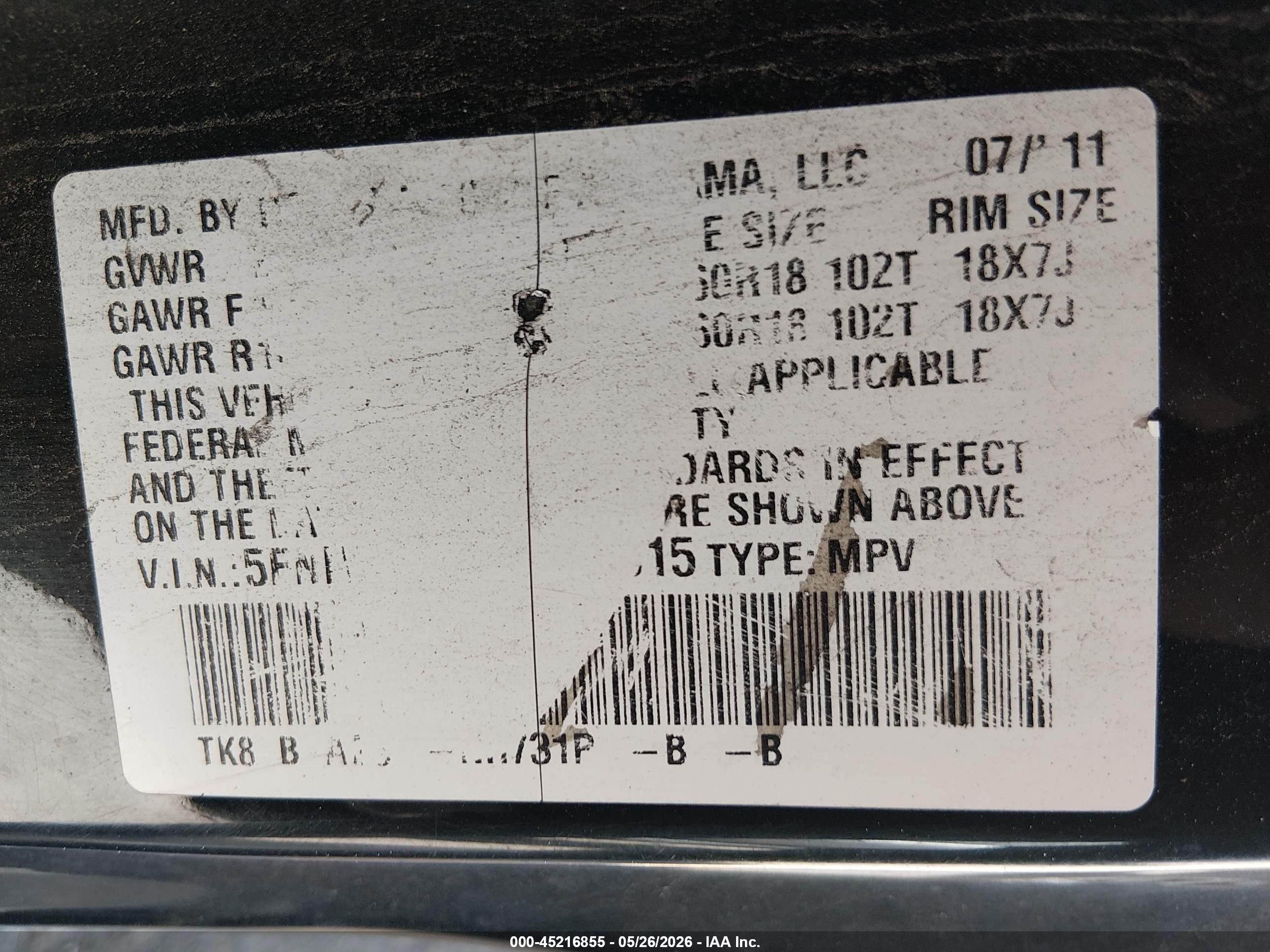 2011 Honda Odyssey Touring/touring Elite Black vin: 5FNRL5H94BB089915