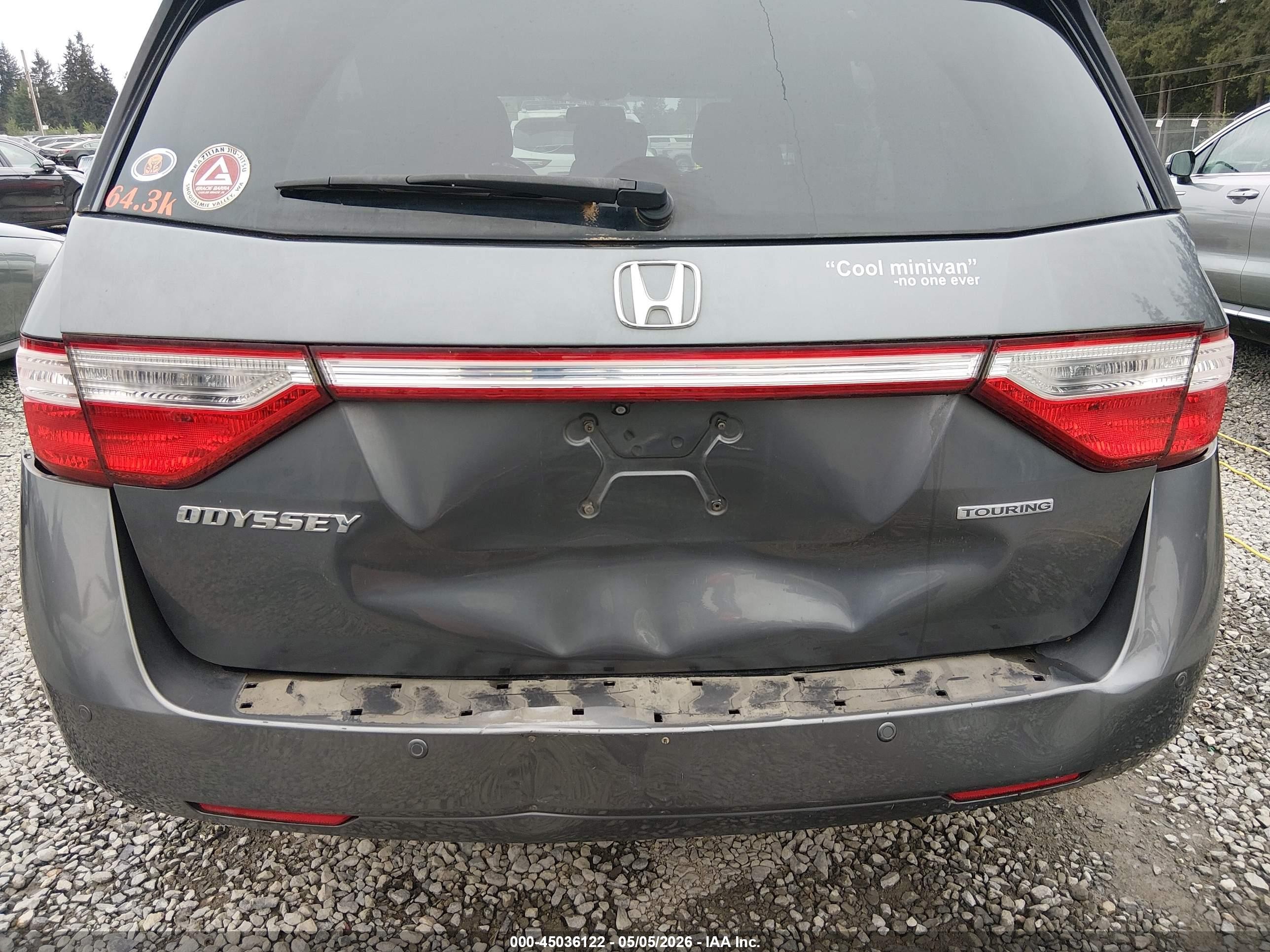 2013 Honda Odyssey Touring/touring Elite Gray vin: 5FNRL5H94DB041656