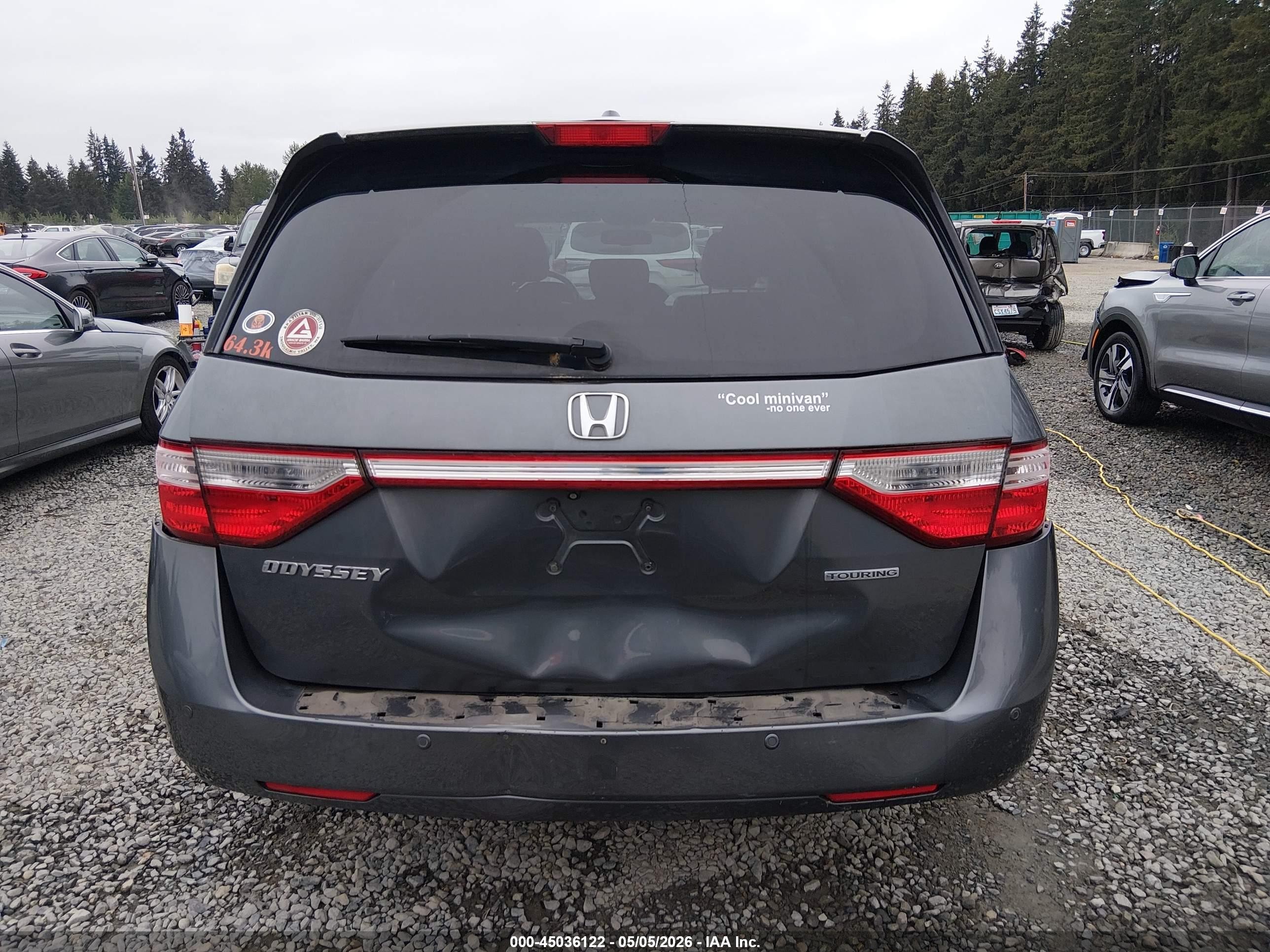 2013 Honda Odyssey Touring/touring Elite Gray vin: 5FNRL5H94DB041656
