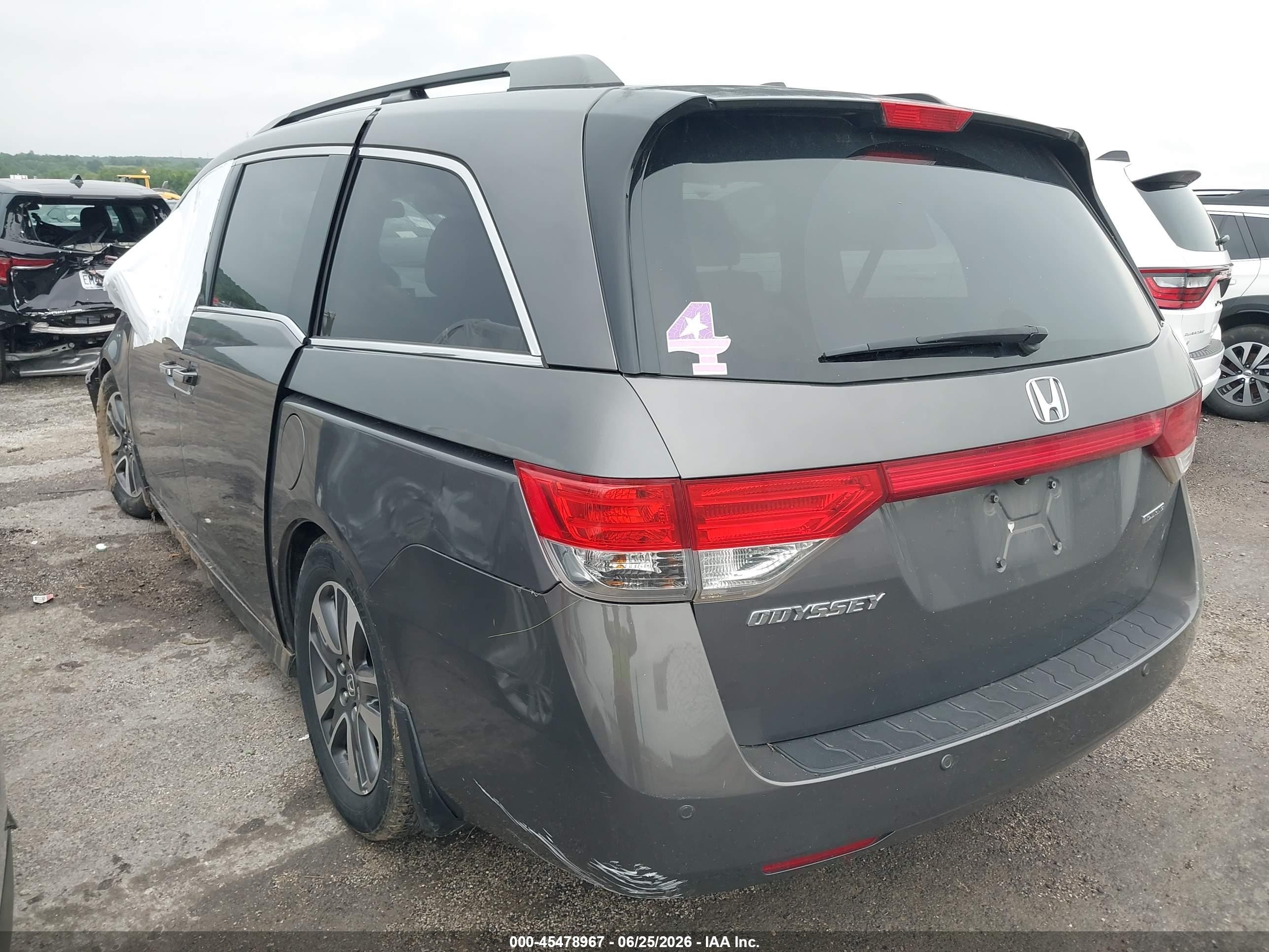 2015 Honda Odyssey Touring/touring Elite Gray vin: 5FNRL5H96FB082244
