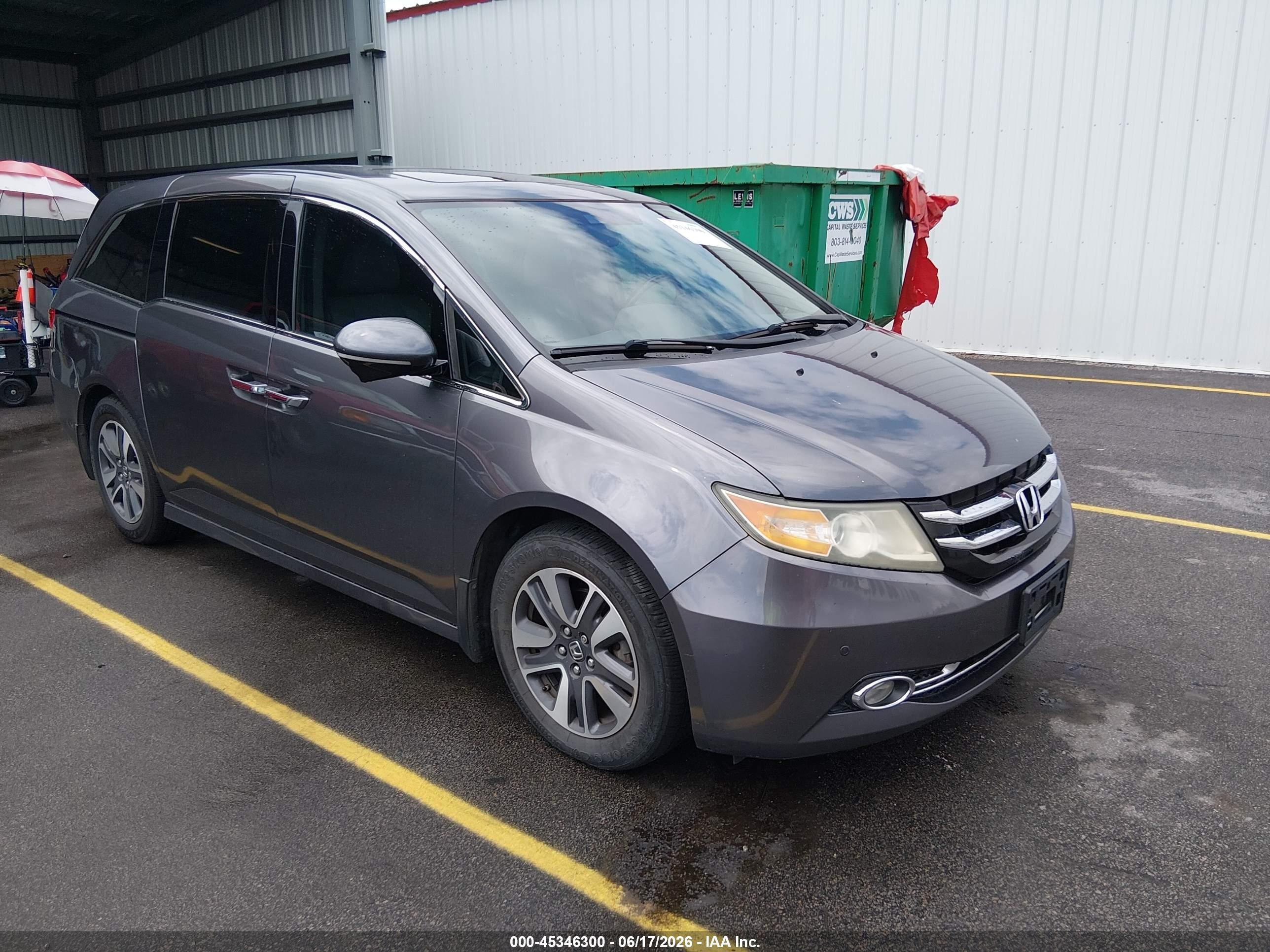 2014 Honda Odyssey Touring/touring Elite Gray vin: 5FNRL5H98EB058509