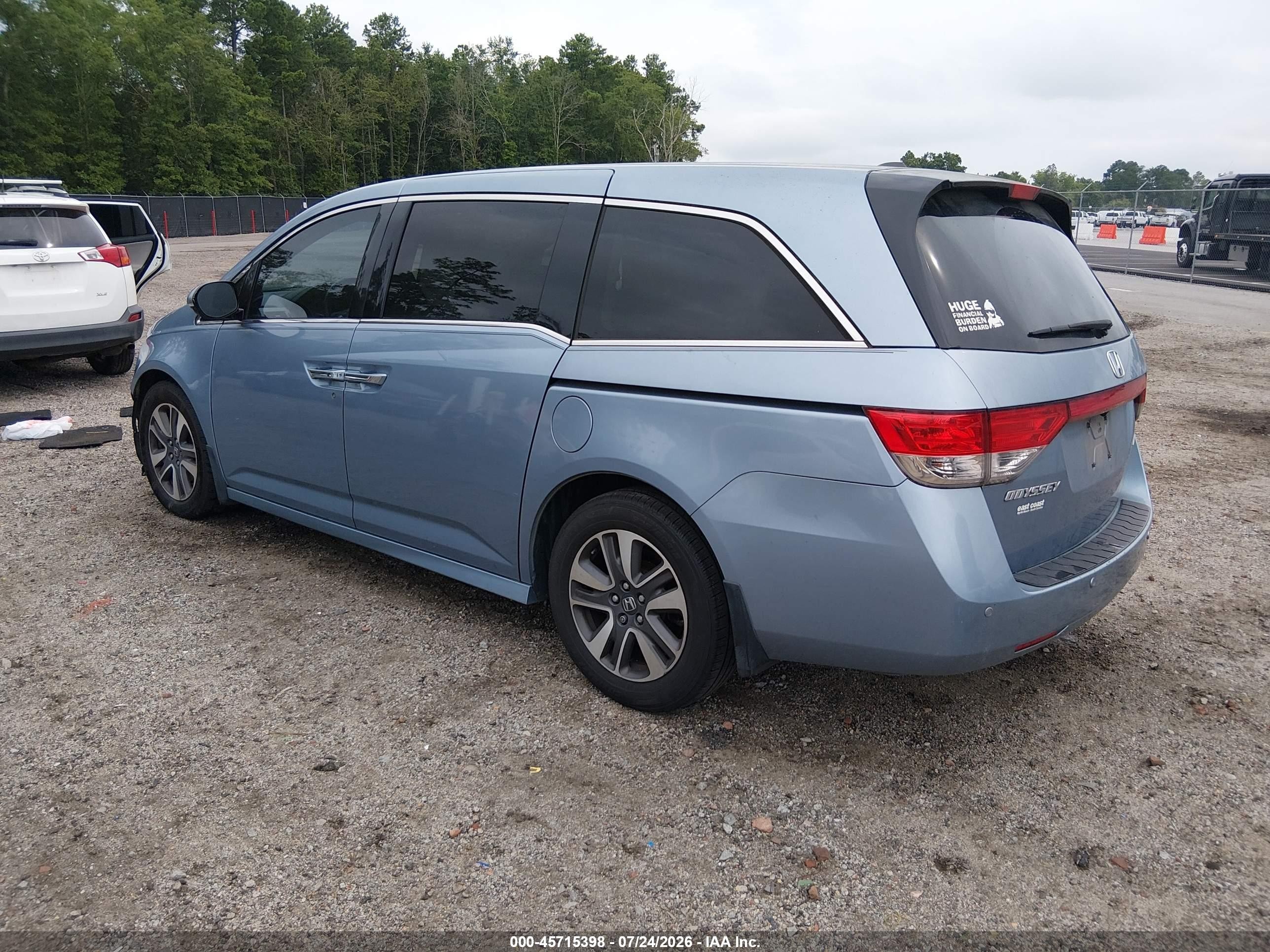 2014 Honda Odyssey Touring/touring Elite Blue vin: 5FNRL5H98EB112732