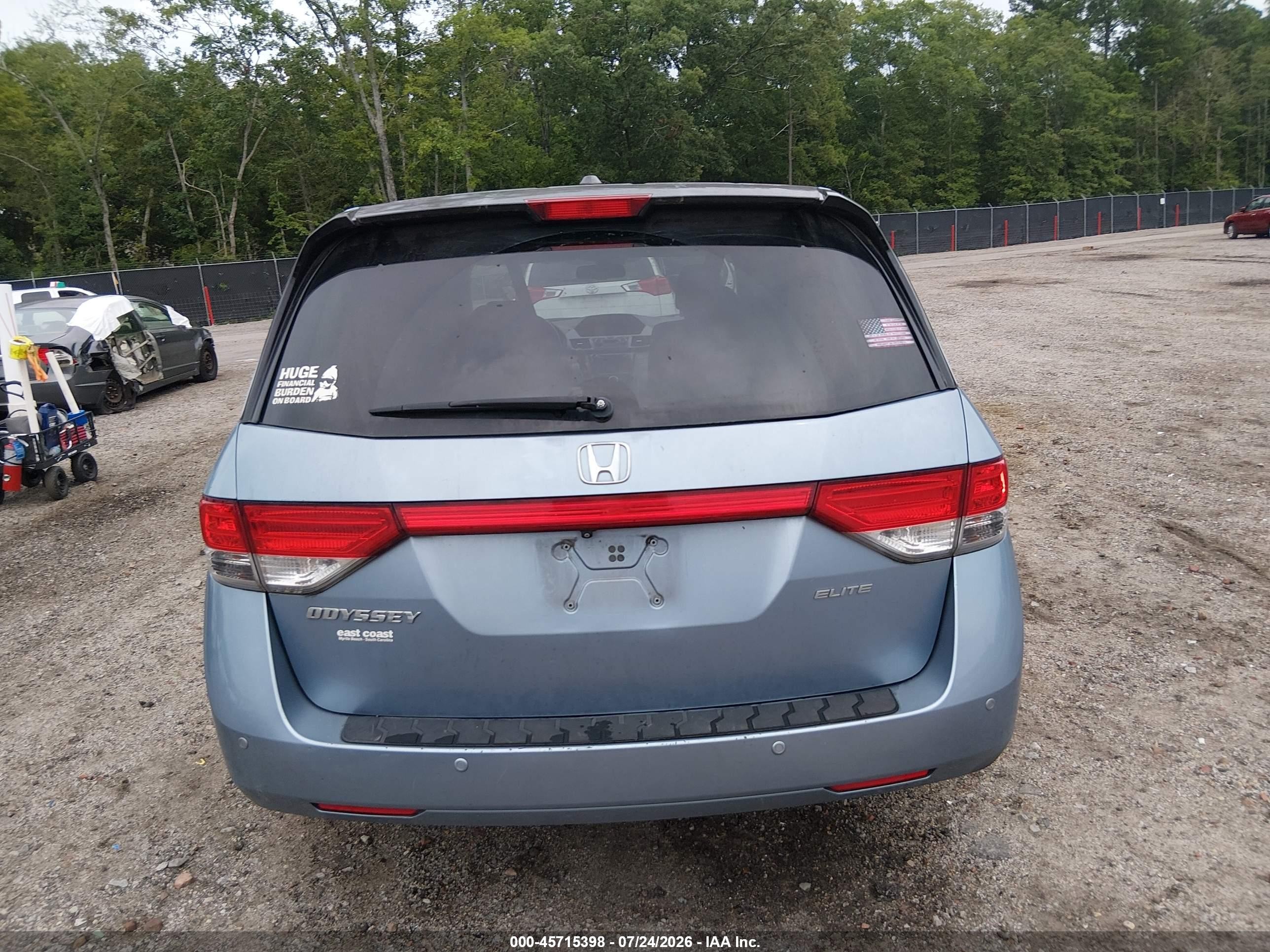 2014 Honda Odyssey Touring/touring Elite Blue vin: 5FNRL5H98EB112732