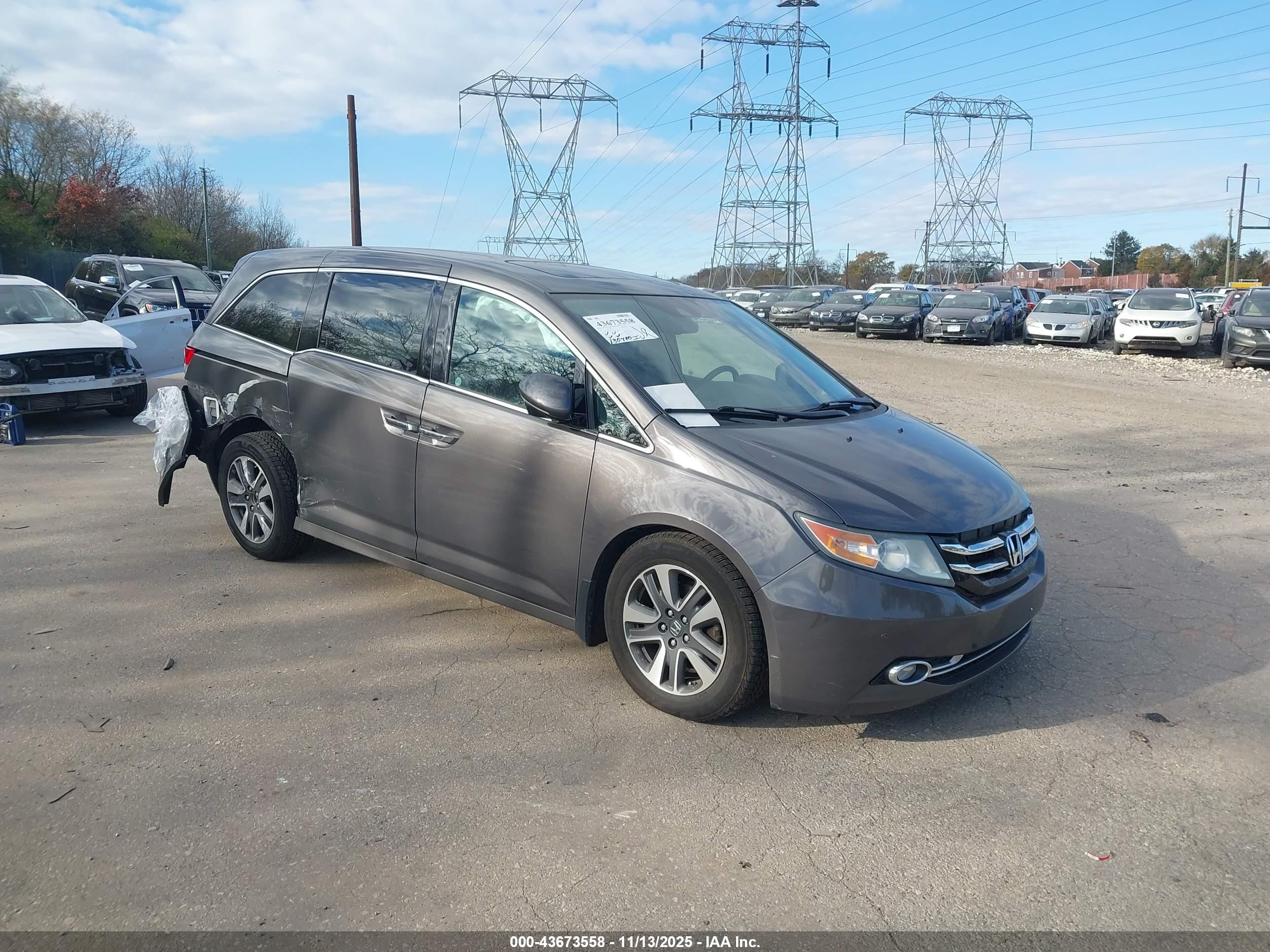 2015 Honda Odyssey Touring/touring Elite Серый vin: 5FNRL5H98FB021686