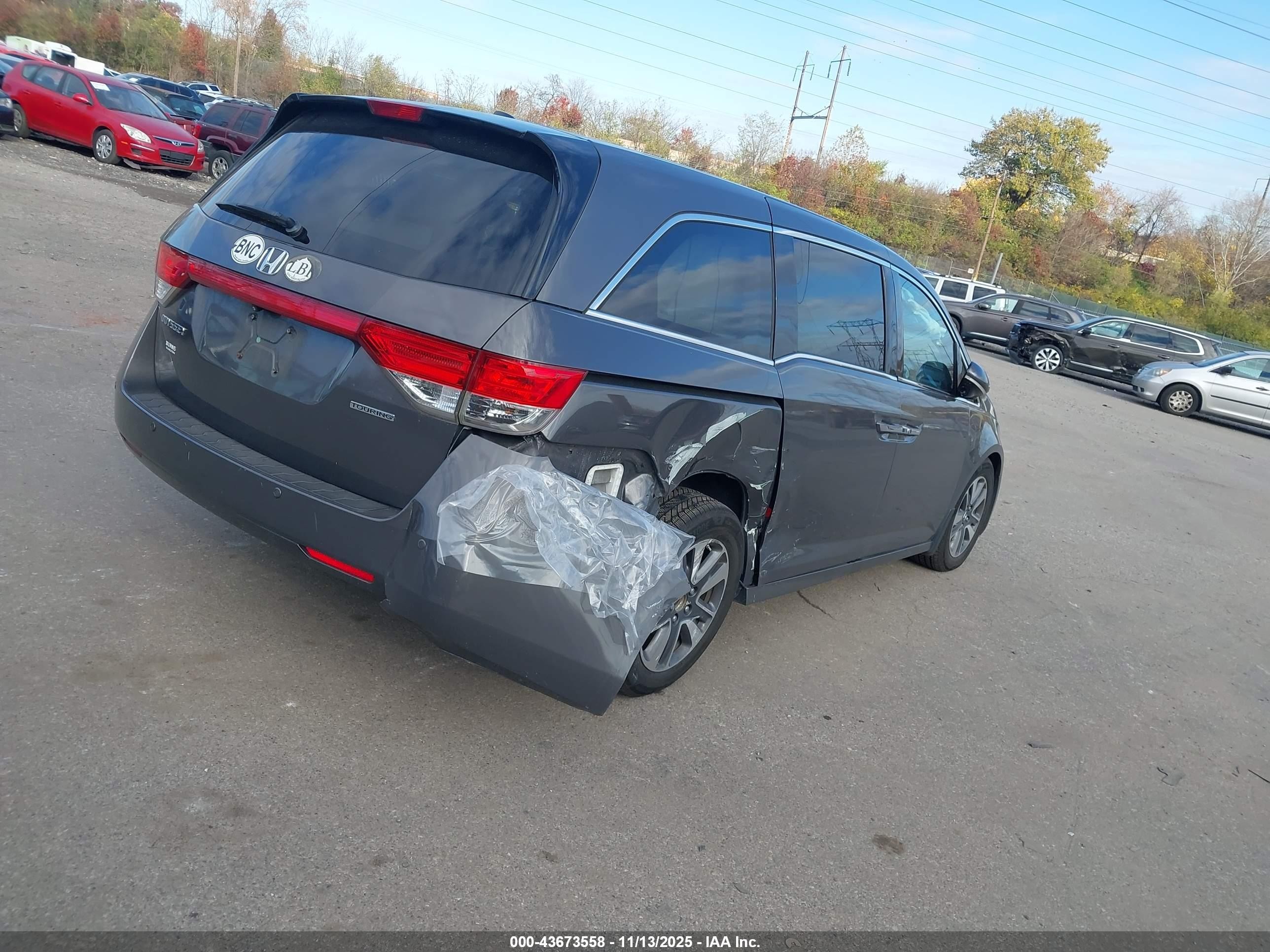2015 Honda Odyssey Touring/touring Elite Серый vin: 5FNRL5H98FB021686