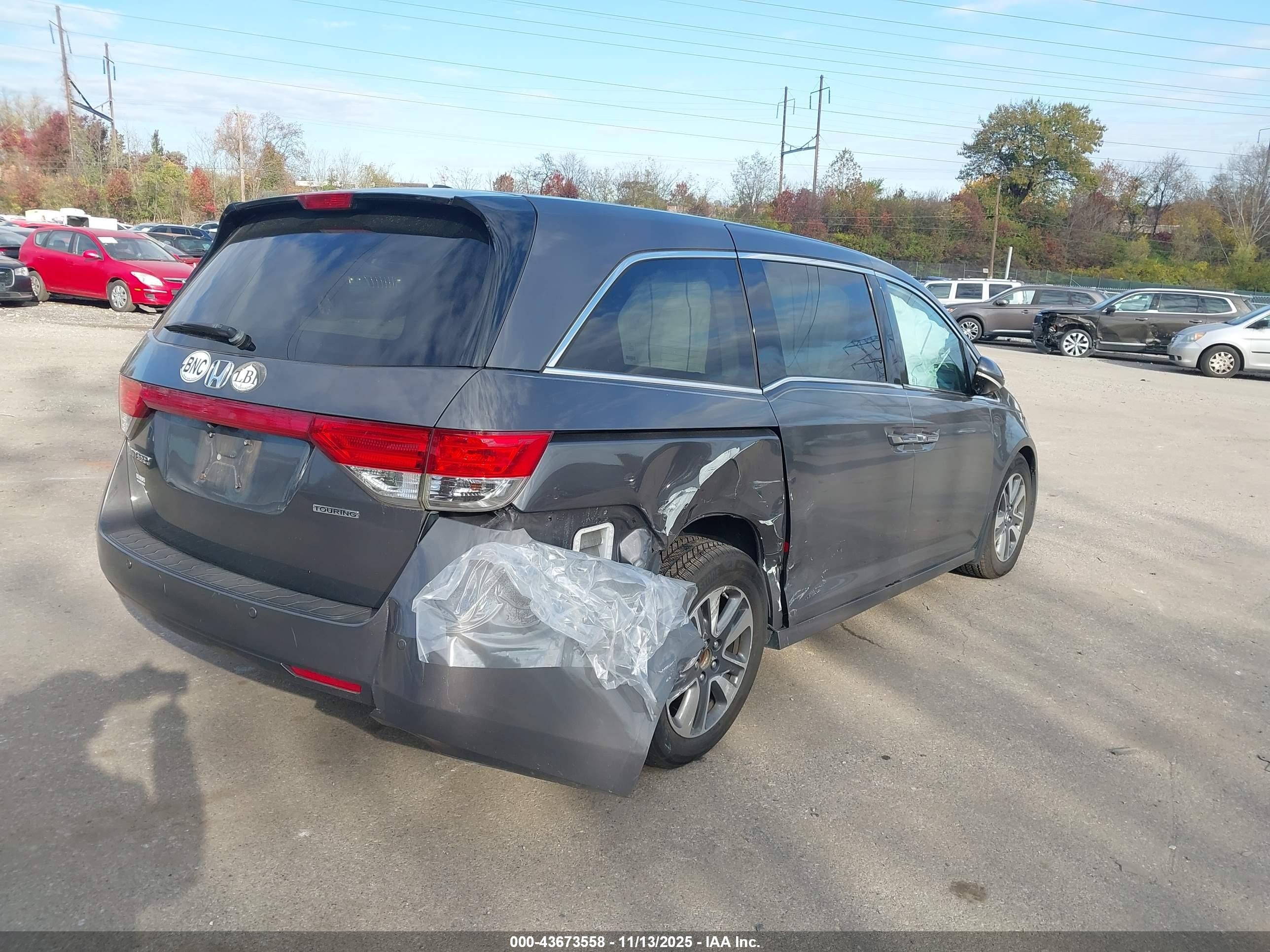2015 Honda Odyssey Touring/touring Elite Серый vin: 5FNRL5H98FB021686