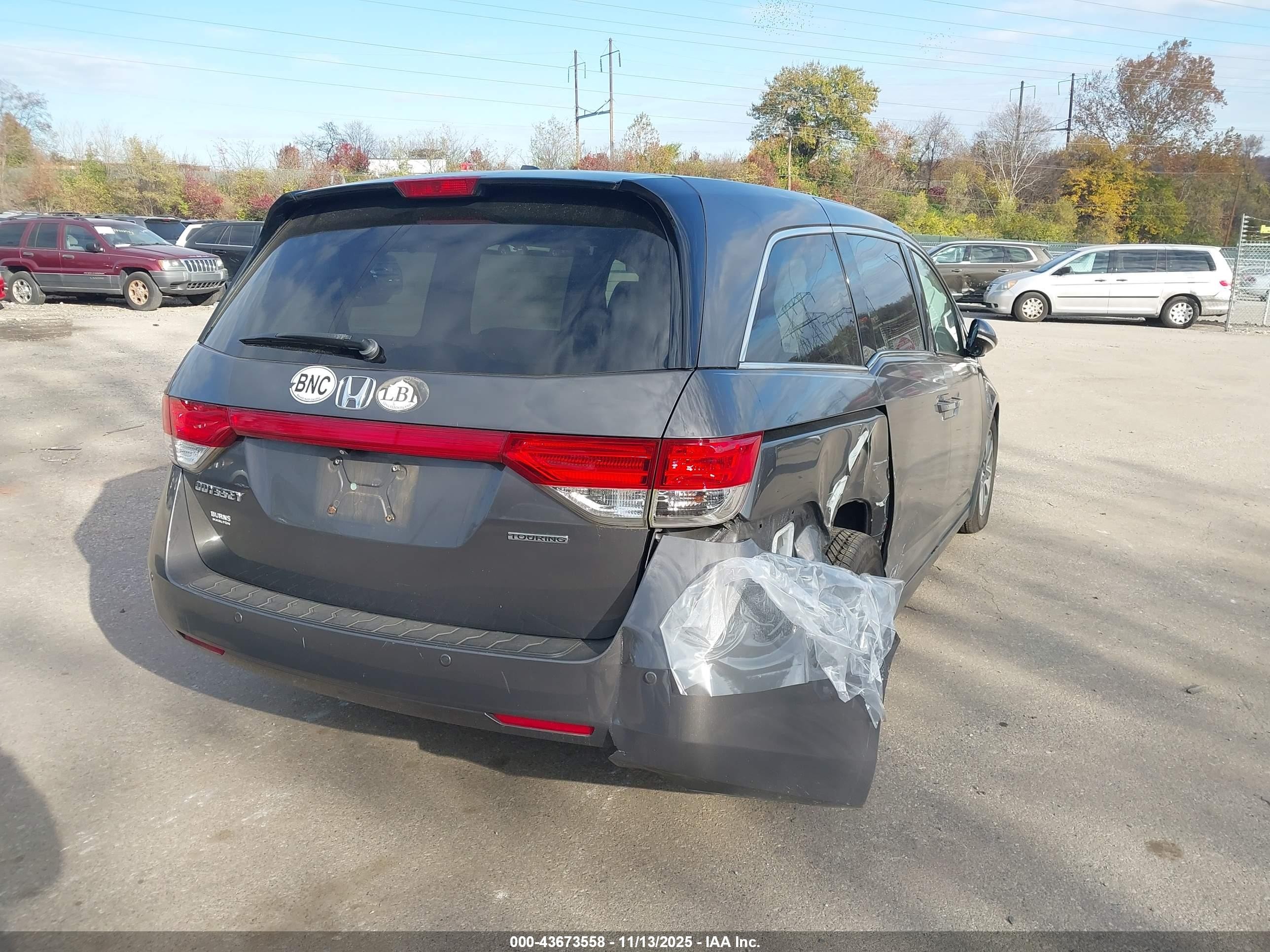 2015 Honda Odyssey Touring/touring Elite Серый vin: 5FNRL5H98FB021686