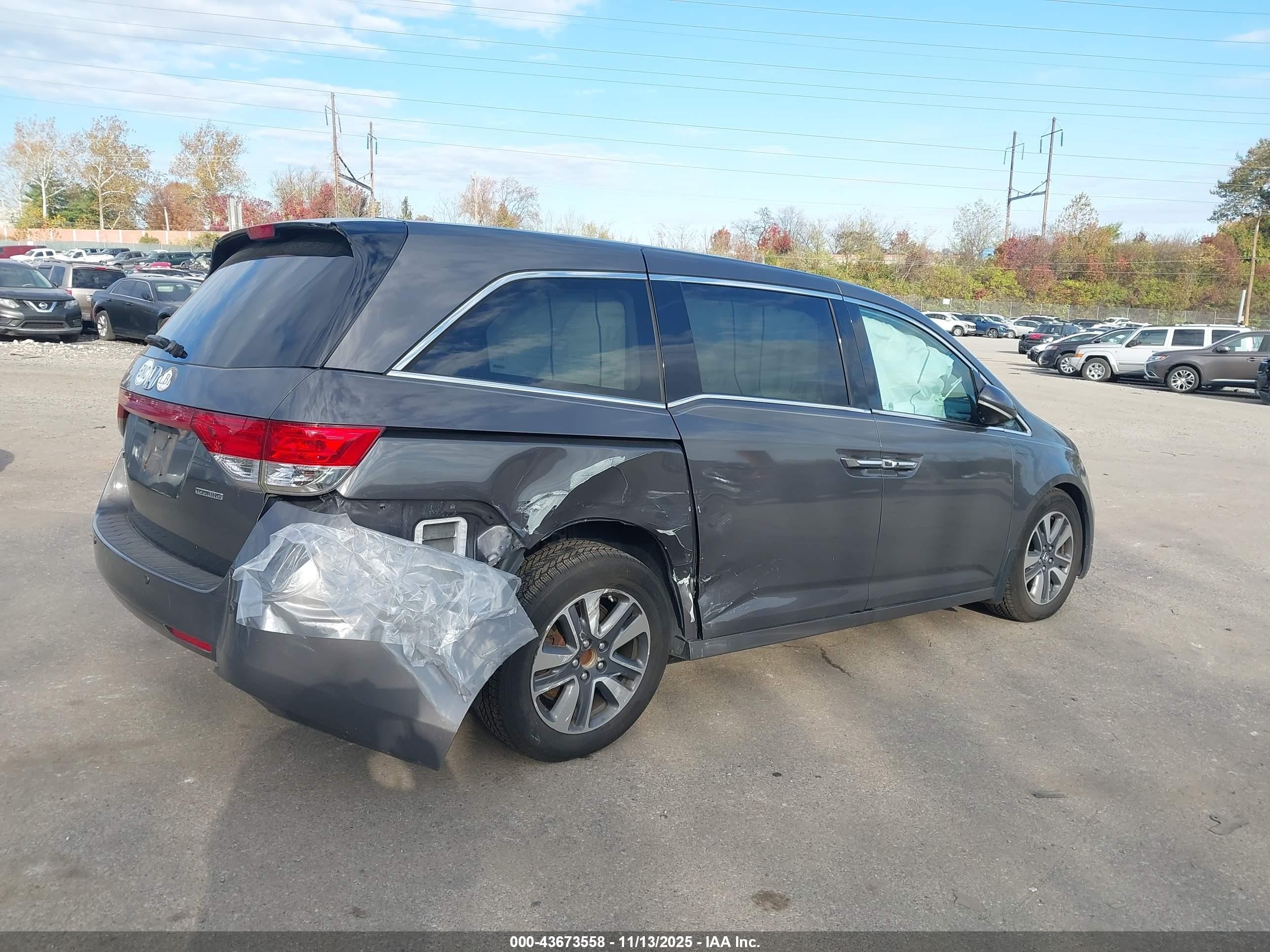 2015 Honda Odyssey Touring/touring Elite Серый vin: 5FNRL5H98FB021686