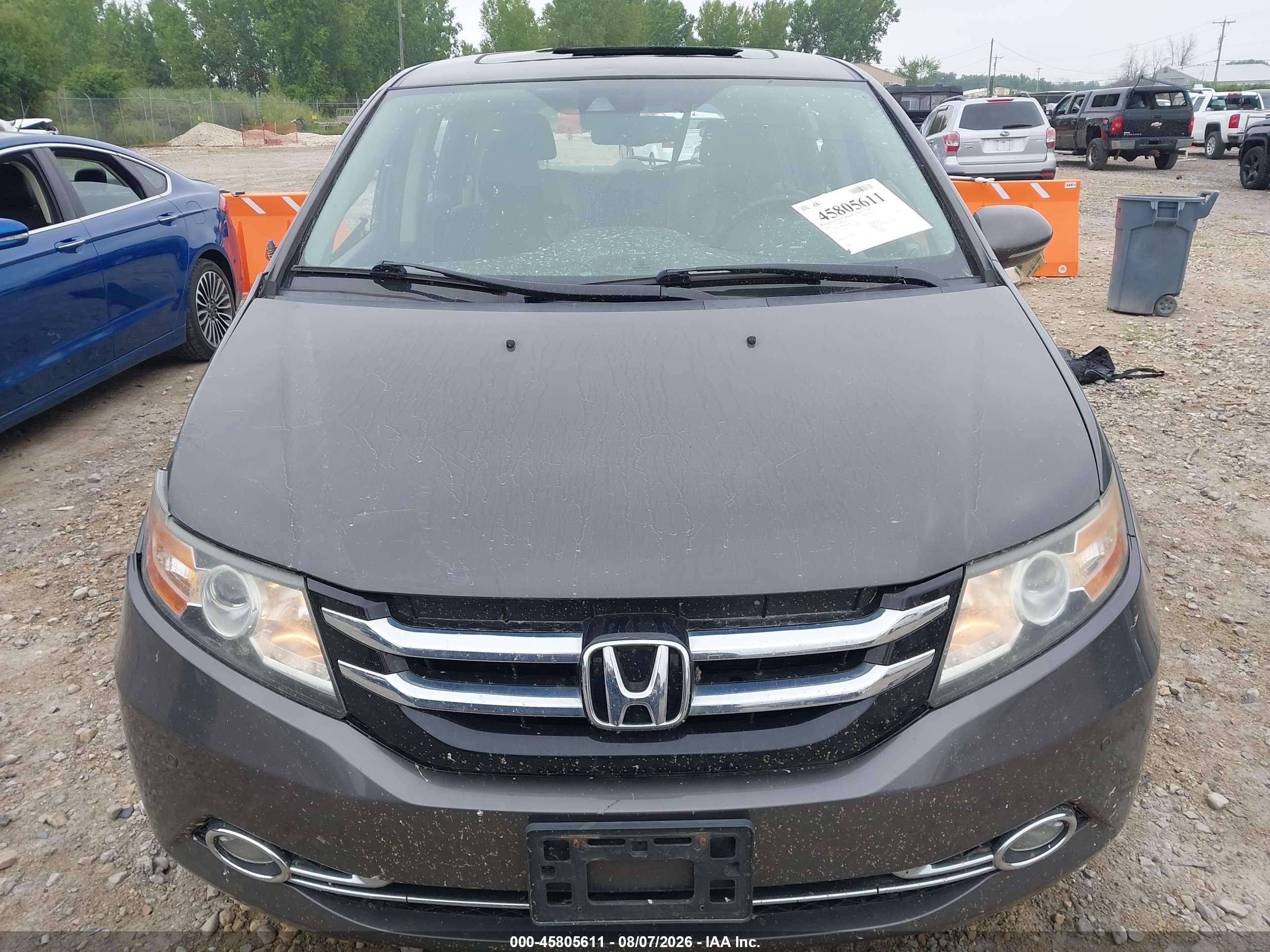 2015 Honda Odyssey Touring/touring Elite Gray vin: 5FNRL5H98FB054087