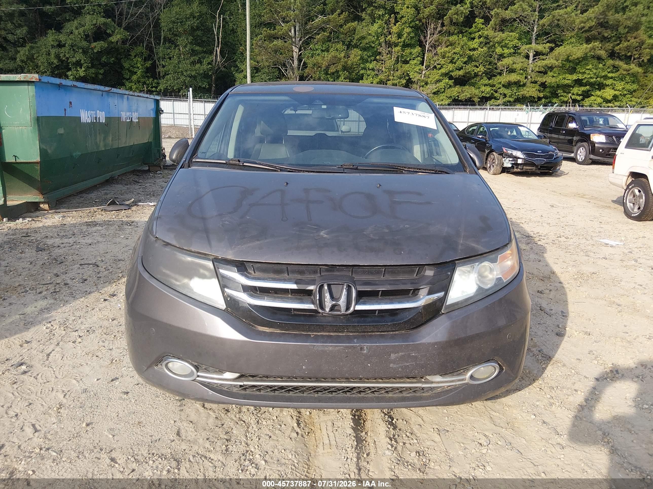 2014 Honda Odyssey Touring/touring Elite Gray vin: 5FNRL5H99EB004944