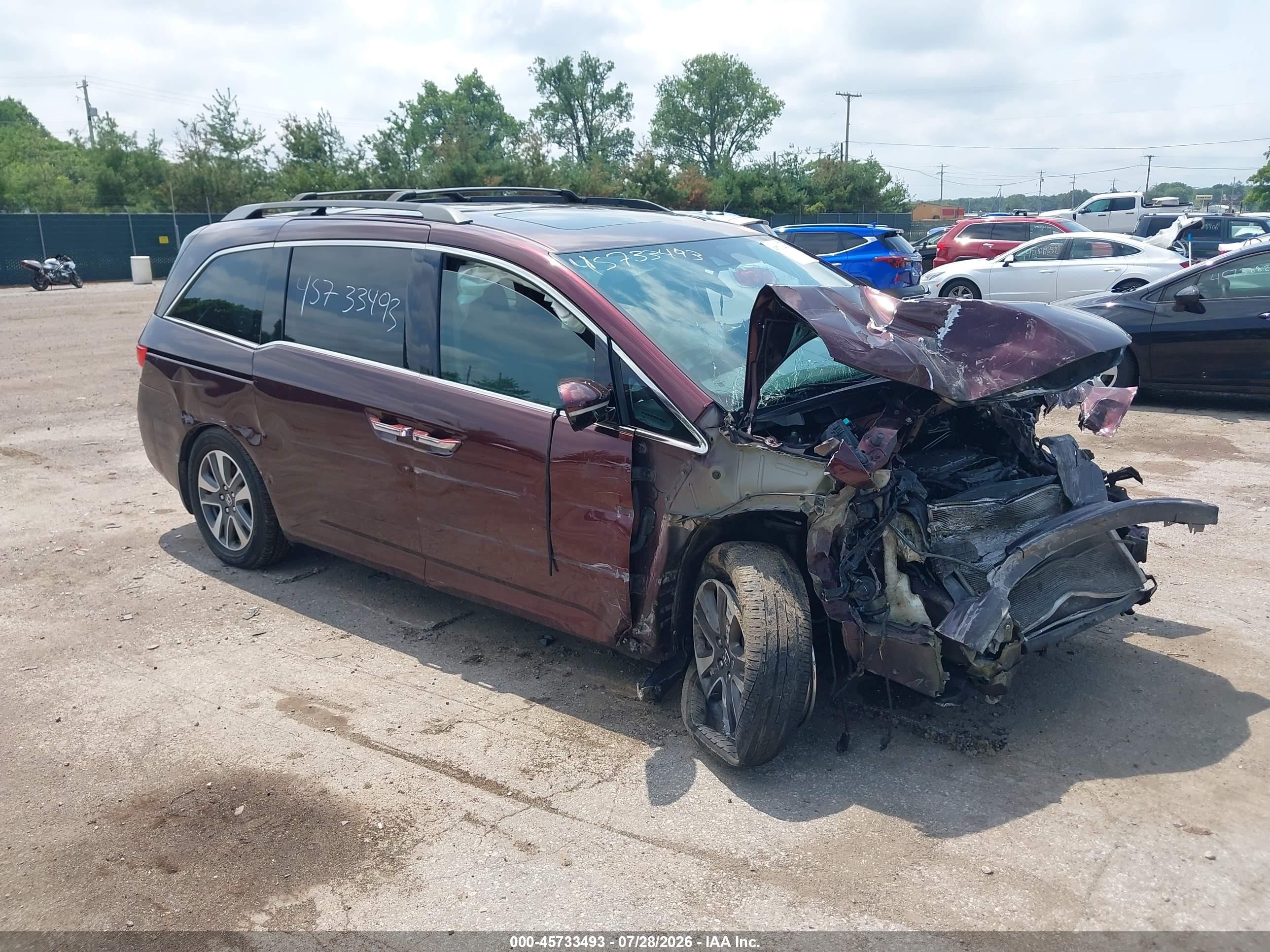 2015 Honda Odyssey Touring/touring Elite Бордовый vin: 5FNRL5H99FB108755