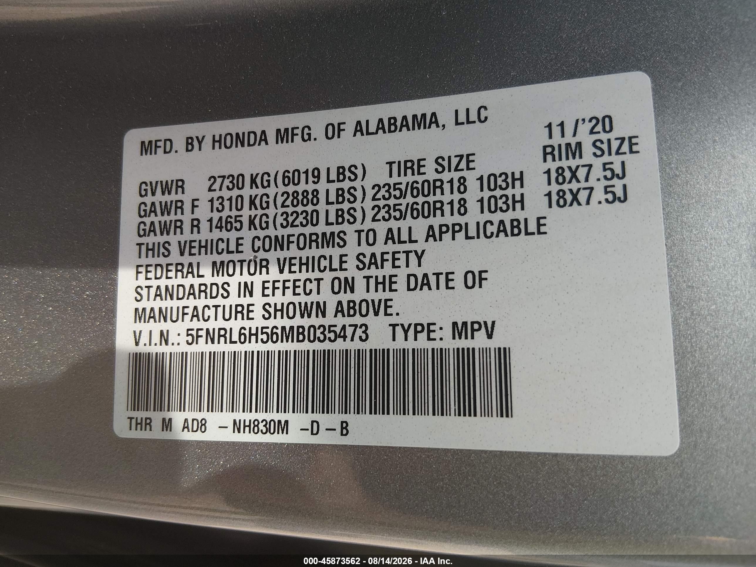 2021 Honda Odyssey Ex Silver vin: 5FNRL6H56MB035473