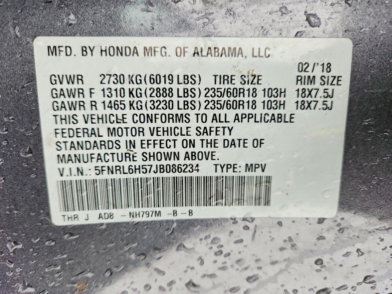 2018 Honda Odyssey Ex Charcoal vin: 5FNRL6H57JB086234