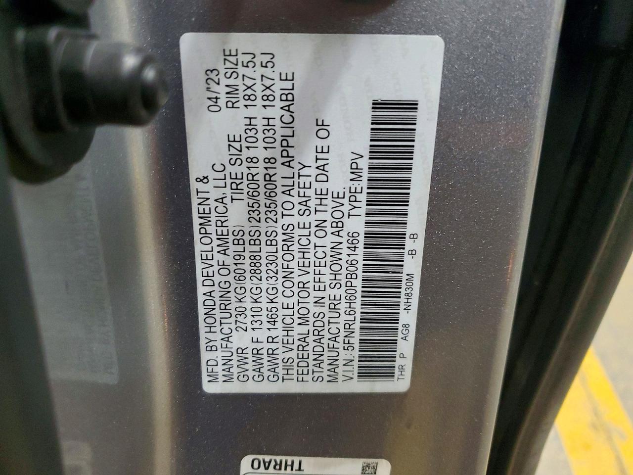 2023 Honda Odyssey Exl Silver vin: 5FNRL6H60PB061466