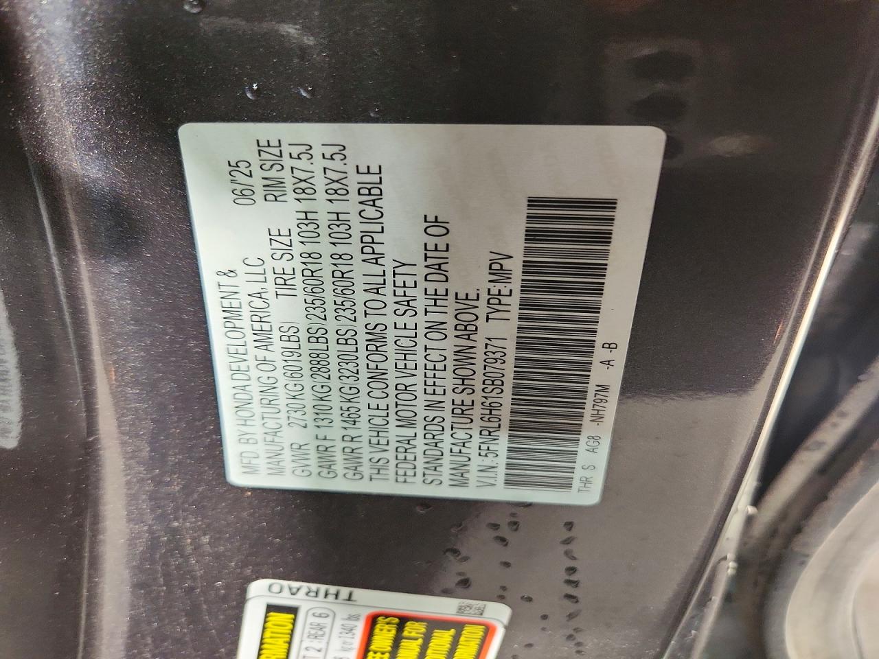 2025 Honda Odyssey Exl Gray vin: 5FNRL6H61SB079371