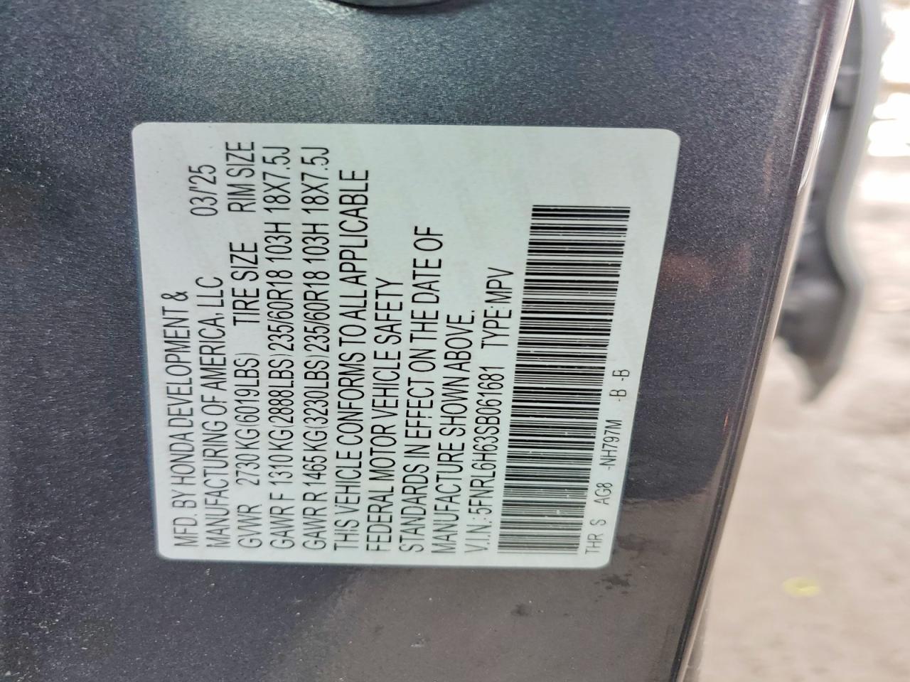 2025 Honda Odyssey Exl Gray vin: 5FNRL6H63SB061681