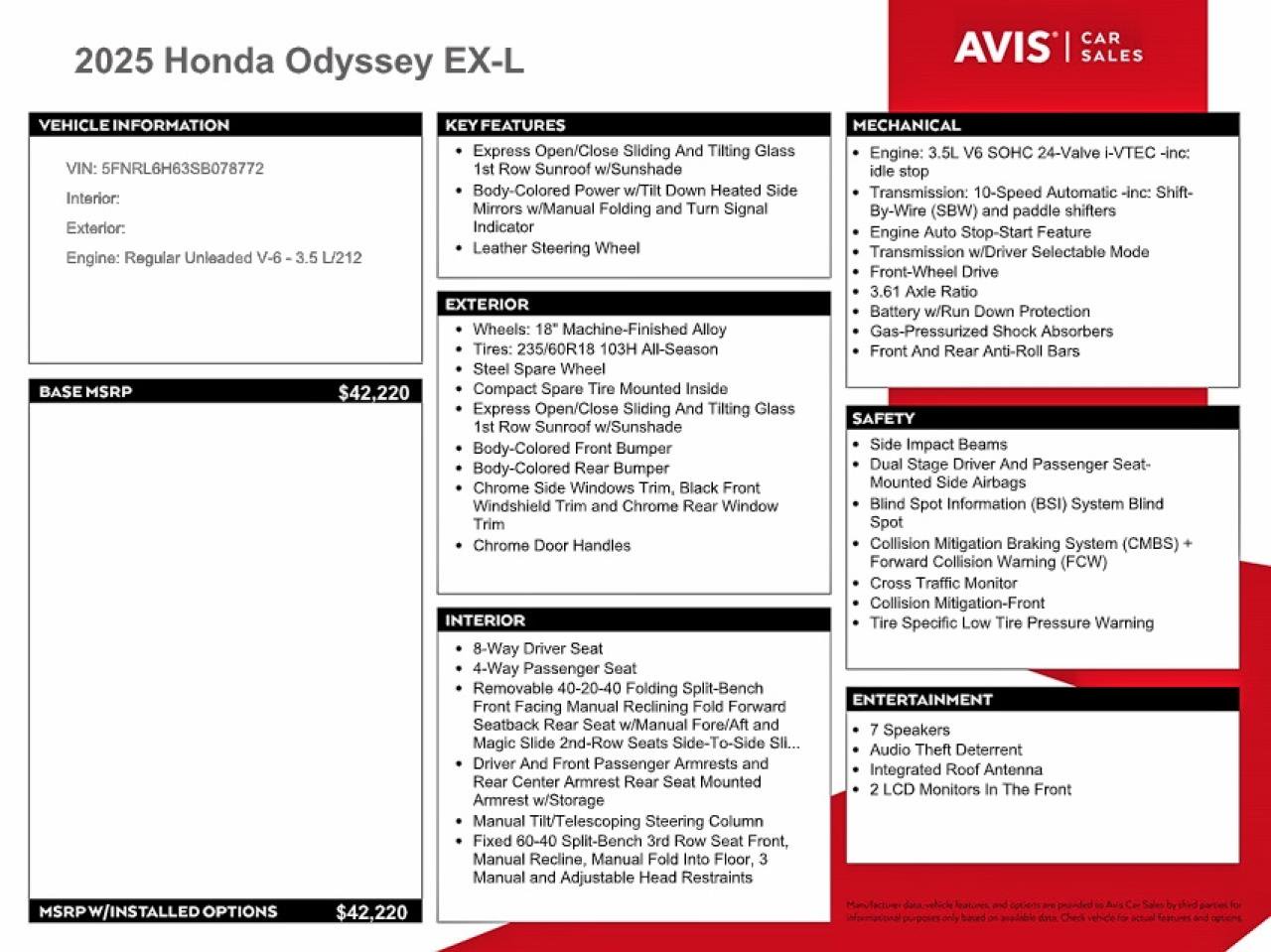 2025 Honda Odyssey Exl White vin: 5FNRL6H63SB078772