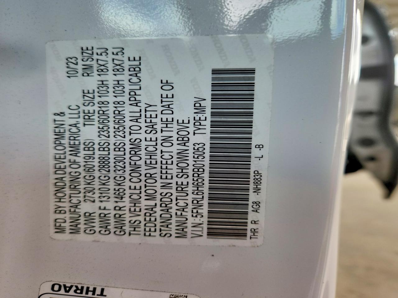 2024 Honda Odyssey Exl Белый vin: 5FNRL6H65RB015053