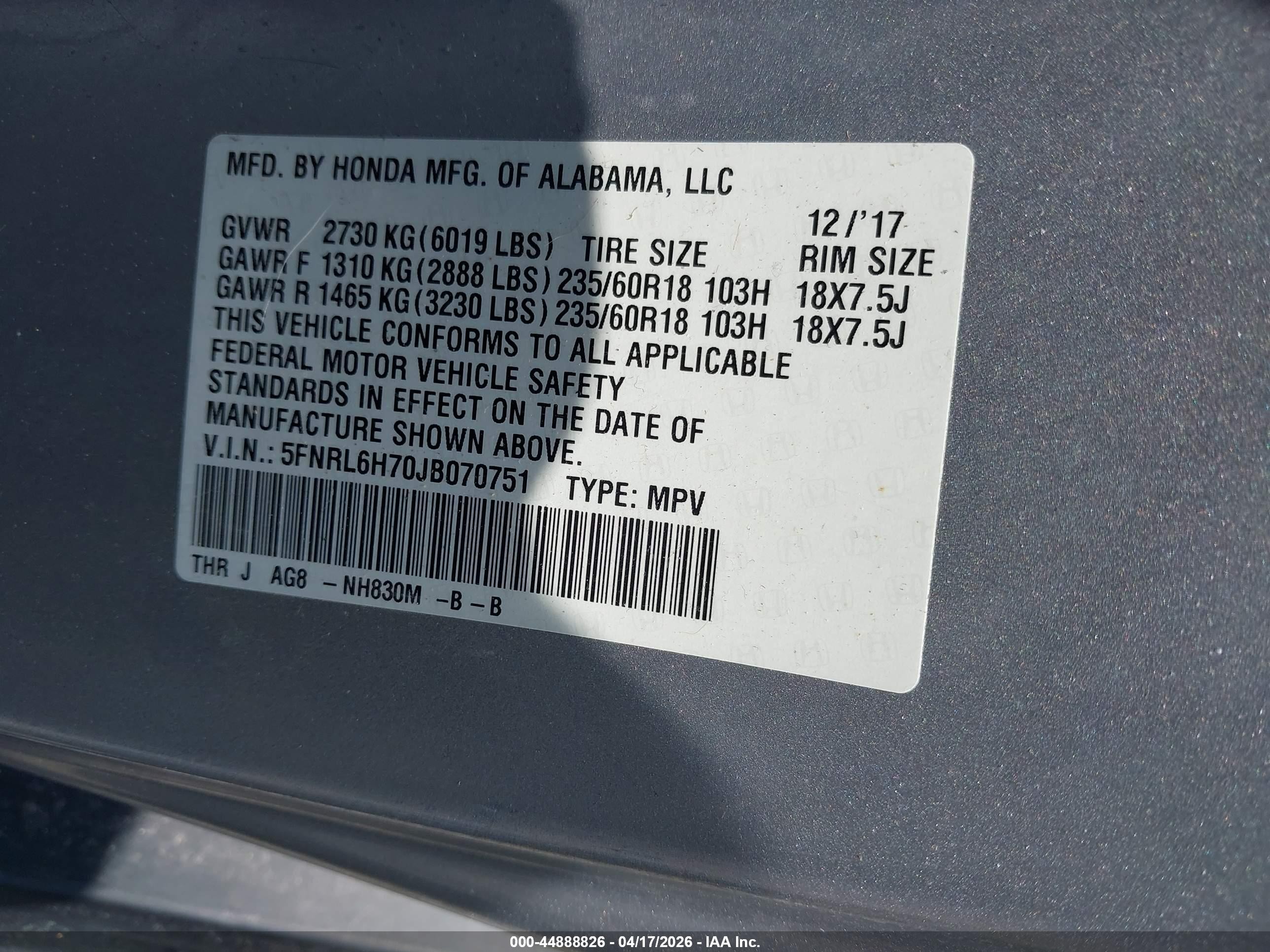 2018 Honda Odyssey Ex-l Серебряный vin: 5FNRL6H70JB070751