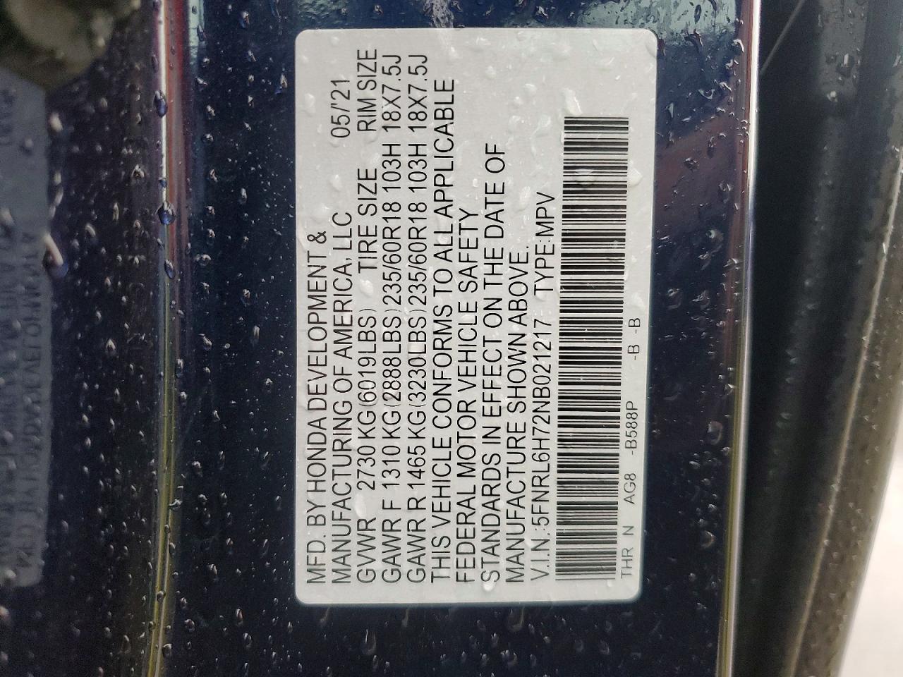 2022 Honda Odyssey Exl Blue vin: 5FNRL6H72NB021217