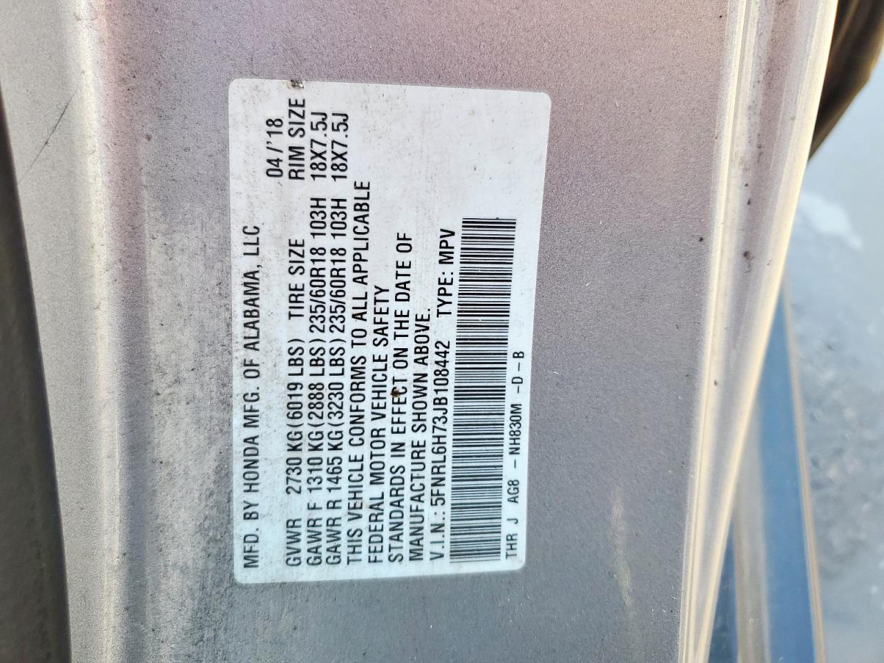 2018 Honda Odyssey Ex-l Silver vin: 5FNRL6H73JB108442