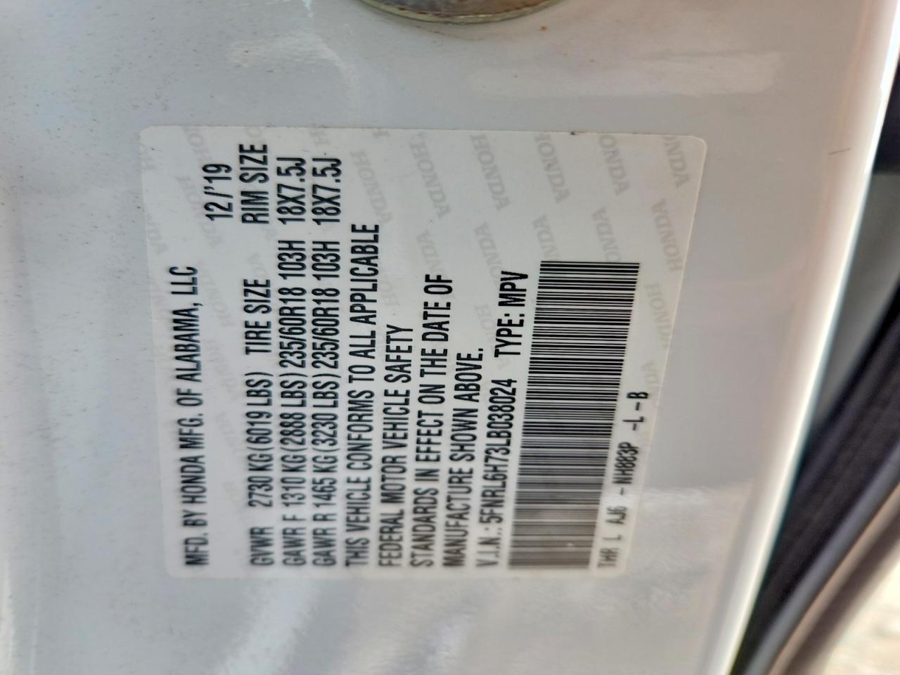 2020 Honda Odyssey Exl White vin: 5FNRL6H73LB038024