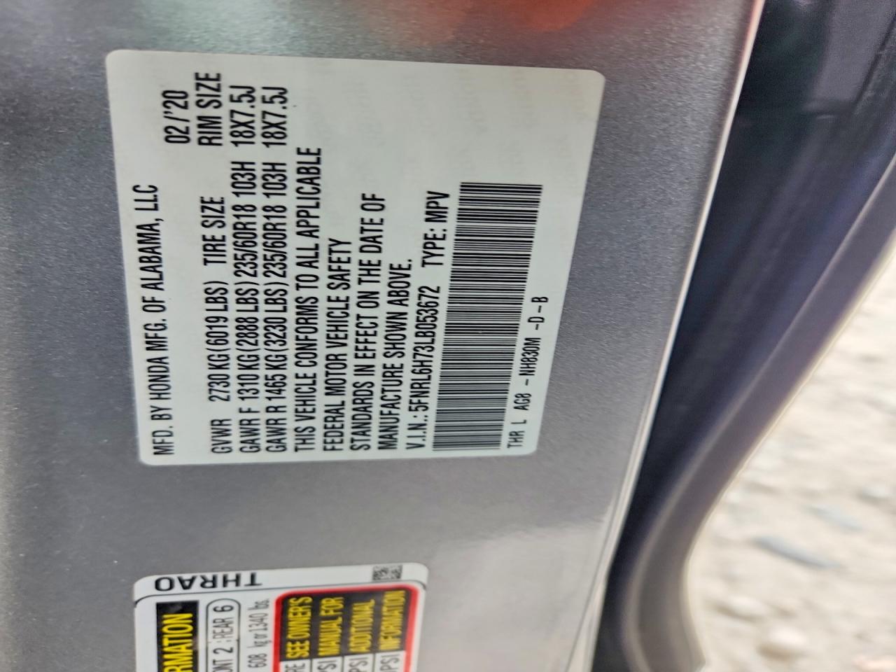 2020 Honda Odyssey Exl Silver vin: 5FNRL6H73LB053672