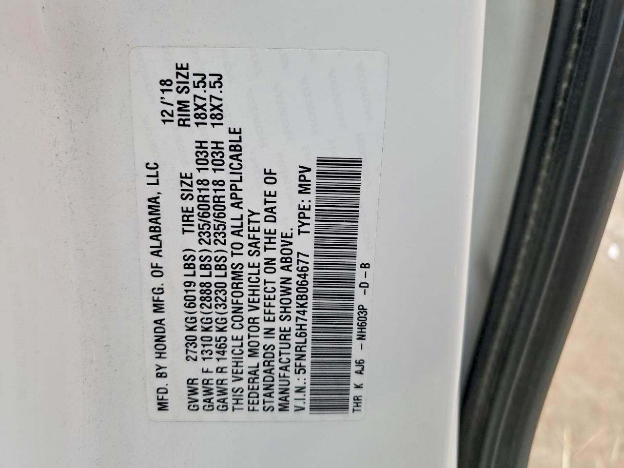 2019 Honda Odyssey Exl Пожар vin: 5FNRL6H74KB064677