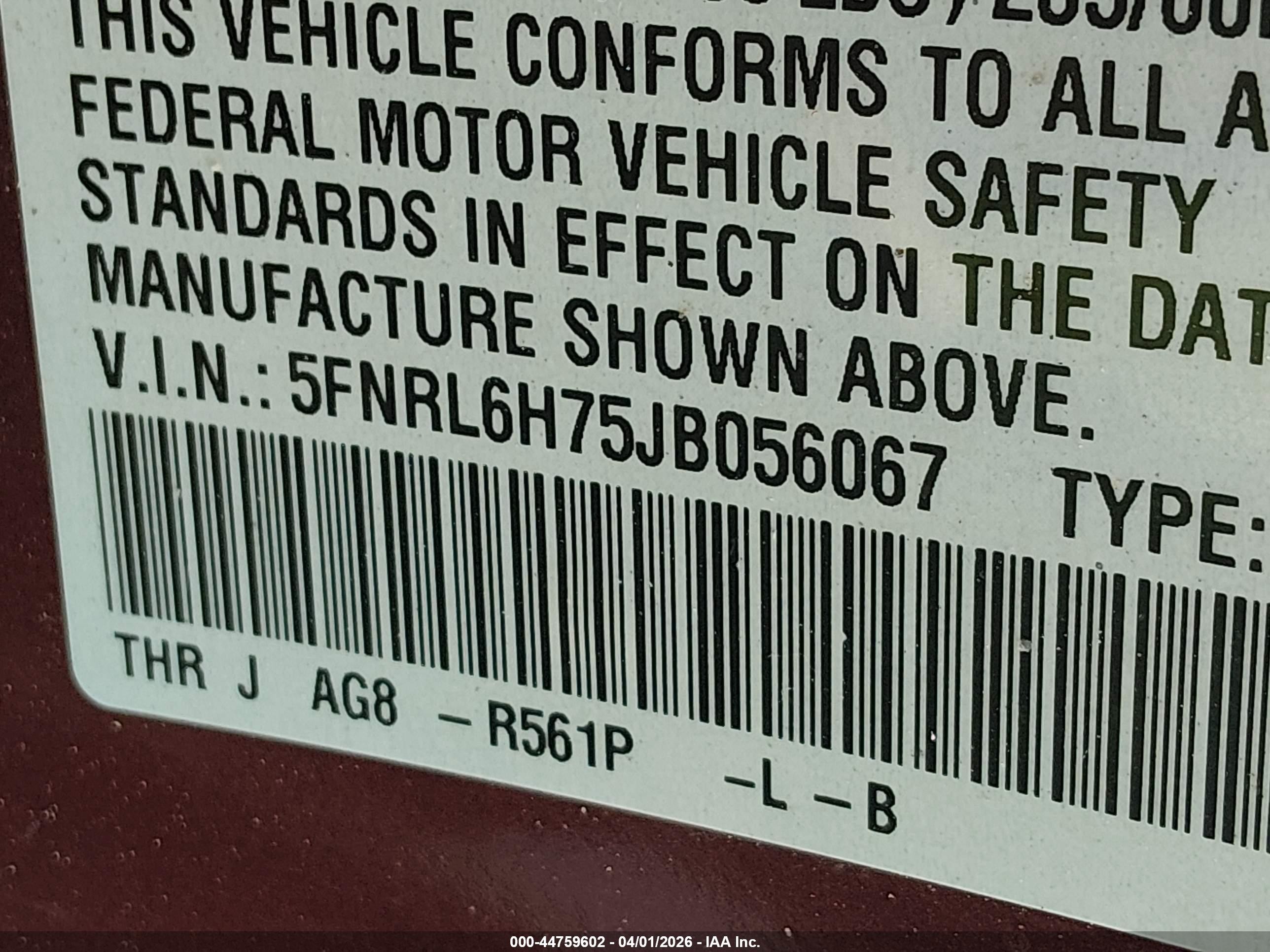 2018 Honda Odyssey Ex-l Maroon vin: 5FNRL6H75JB056067