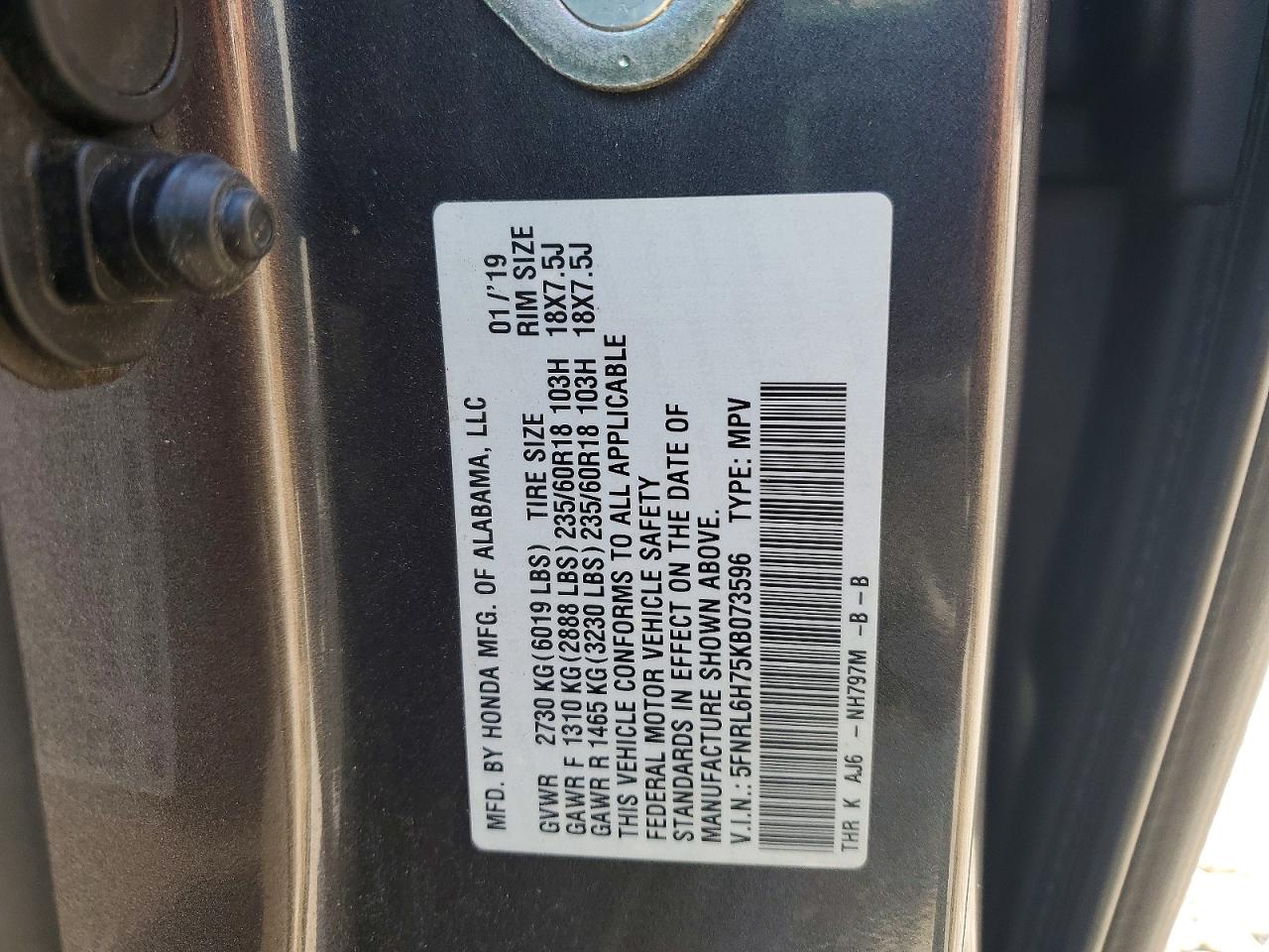 2019 Honda Odyssey Exl Gray vin: 5FNRL6H75KB073596