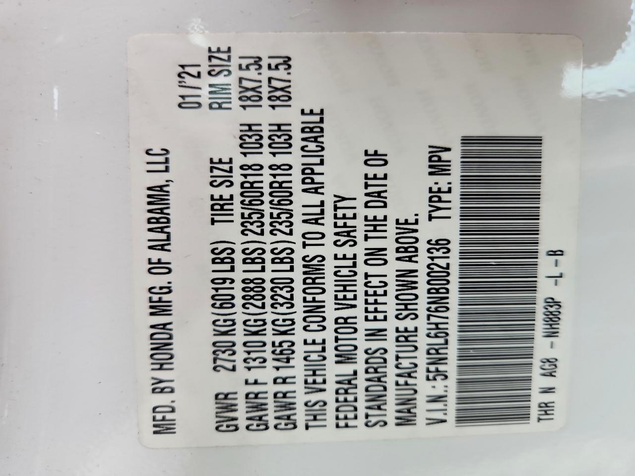2022 Honda Odyssey Exl White vin: 5FNRL6H76NB002136