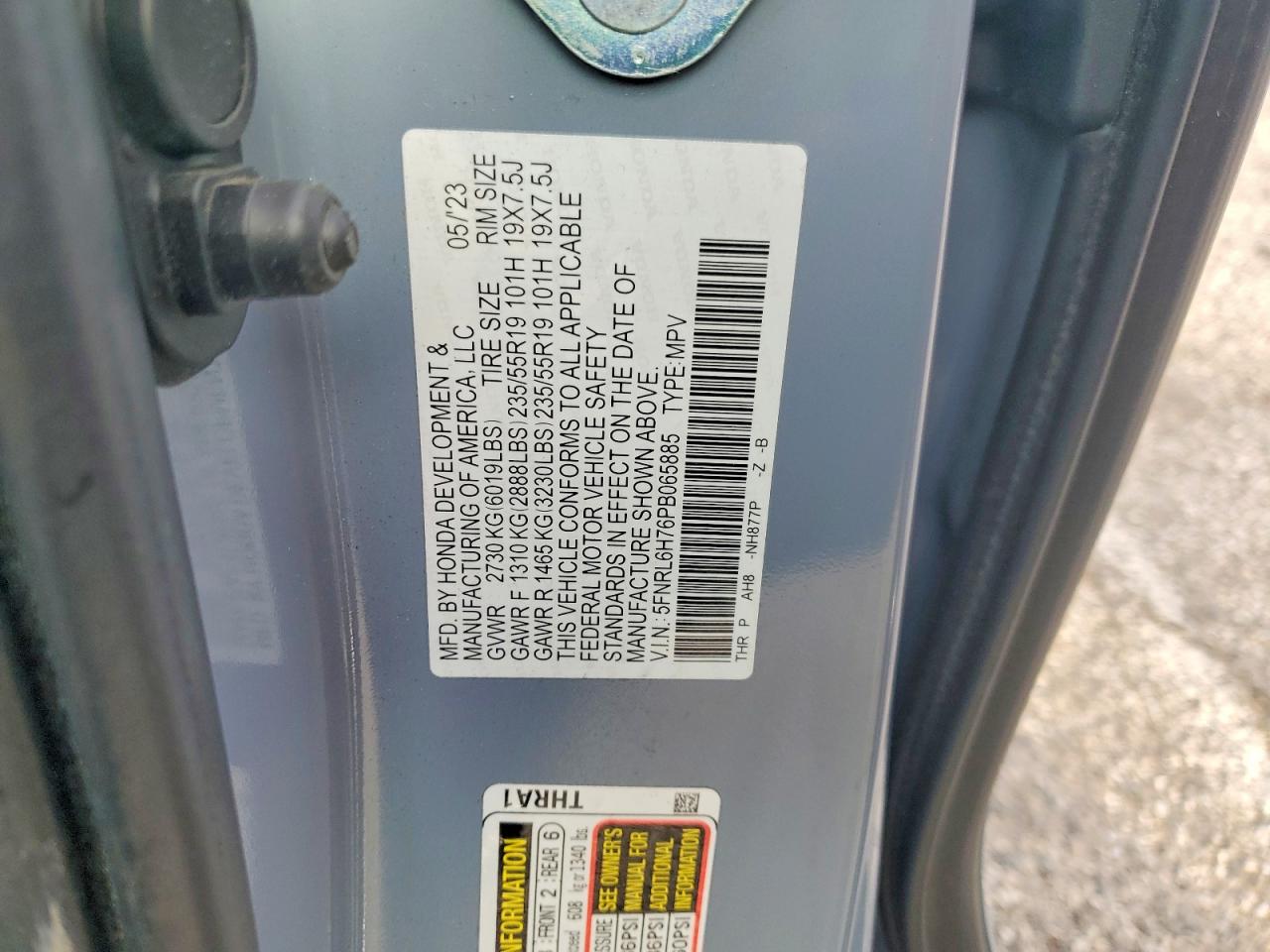 2023 Honda Odyssey Sport-l Серый vin: 5FNRL6H76PB065885