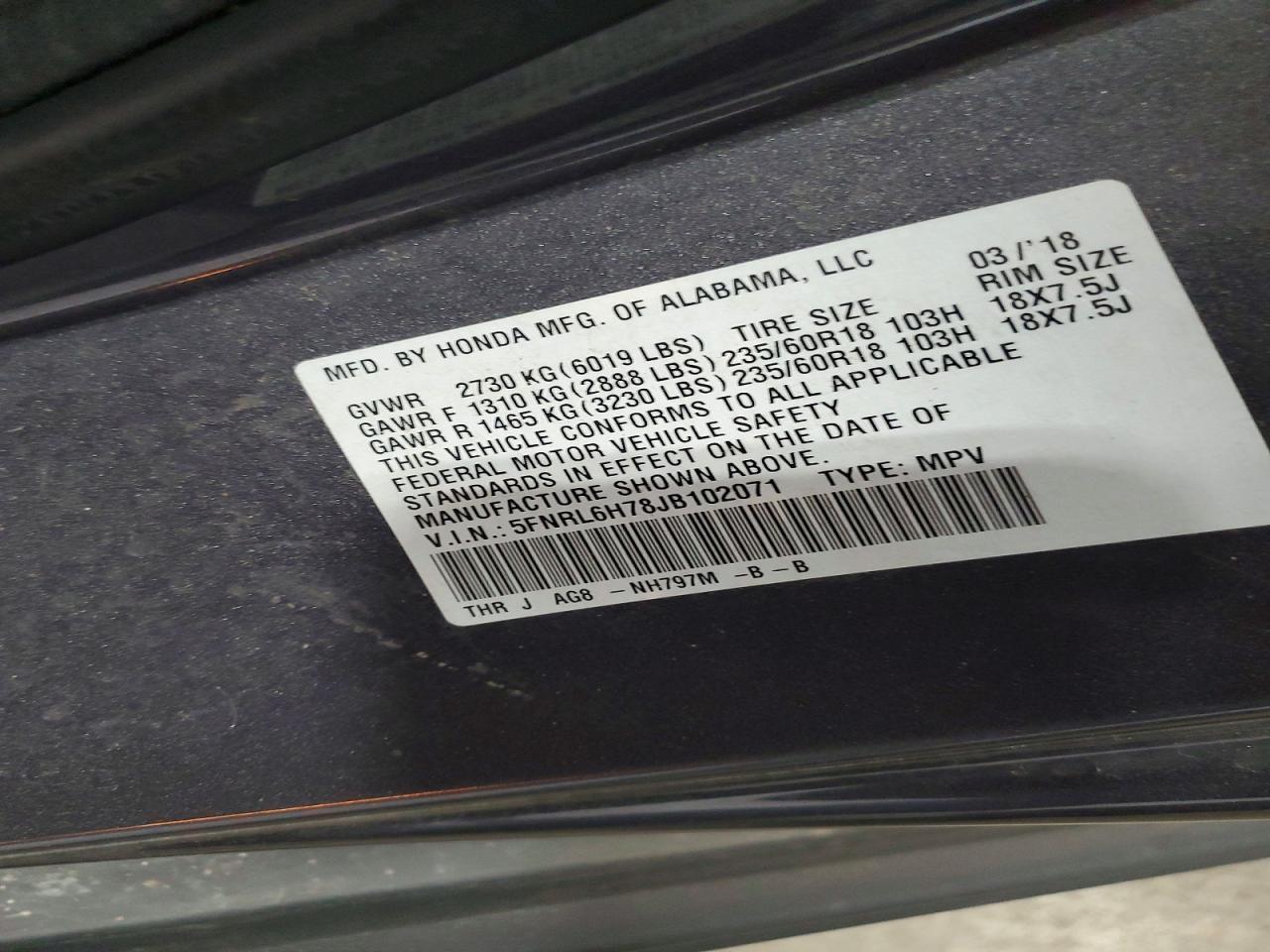 2018 Honda Odyssey Exl Gray vin: 5FNRL6H78JB102071